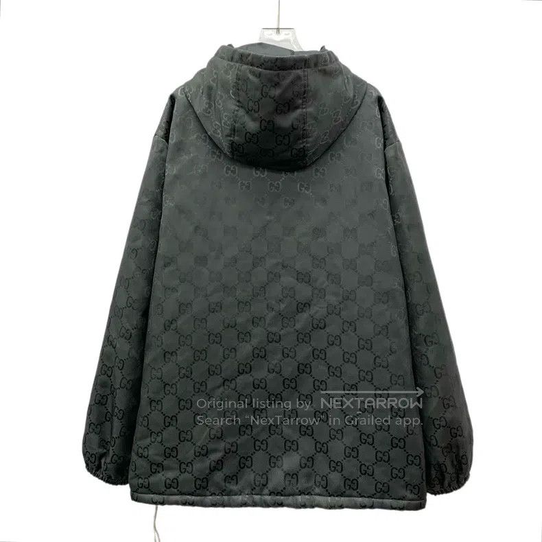 Gucci Gucci Dark gray logo printed full print hooded zipper long Size US L / EU 52-54 / 3 - 2 Thumbnail