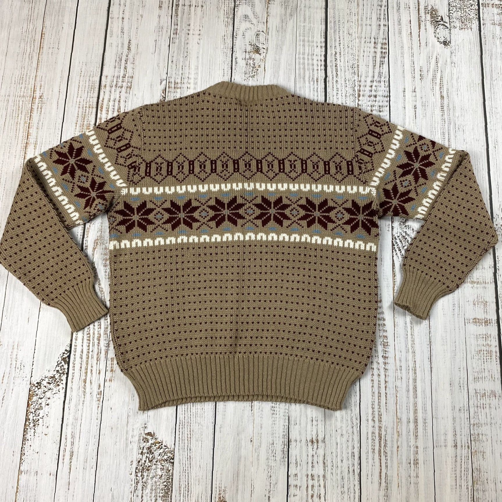 Vintage VINTAGE Buzzards Nordic Fair Isle Sweater Womens XL Brown Crew Neck Knit Pullover 80s Retro Size XL / US 12-14 / IT 48-50 - 5 Thumbnail