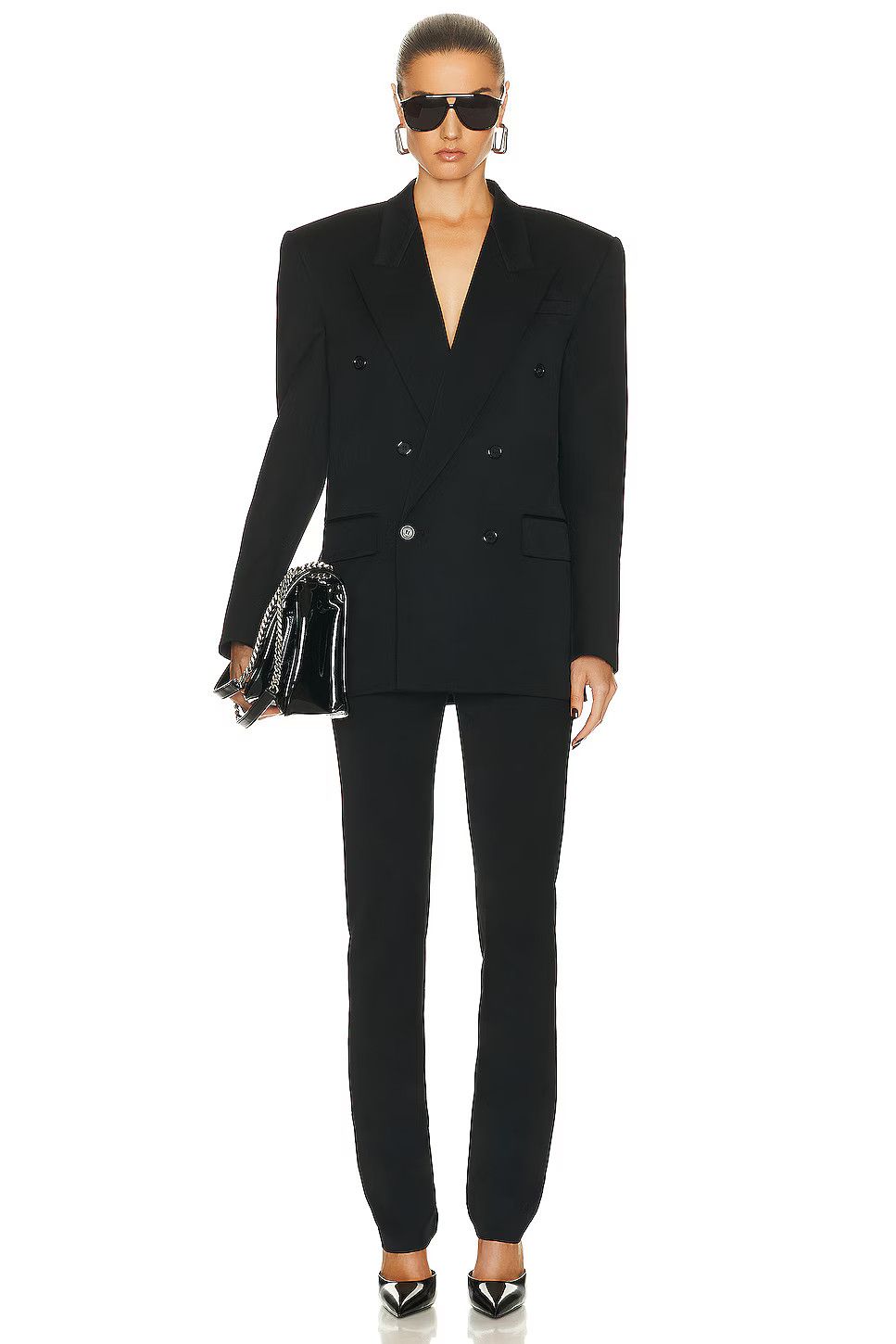 Saint Laurent Paris o1bcso1str1224 Veste Tailleur Laine Satinee in Black Size L / US 10 / IT 46 - 3 Thumbnail