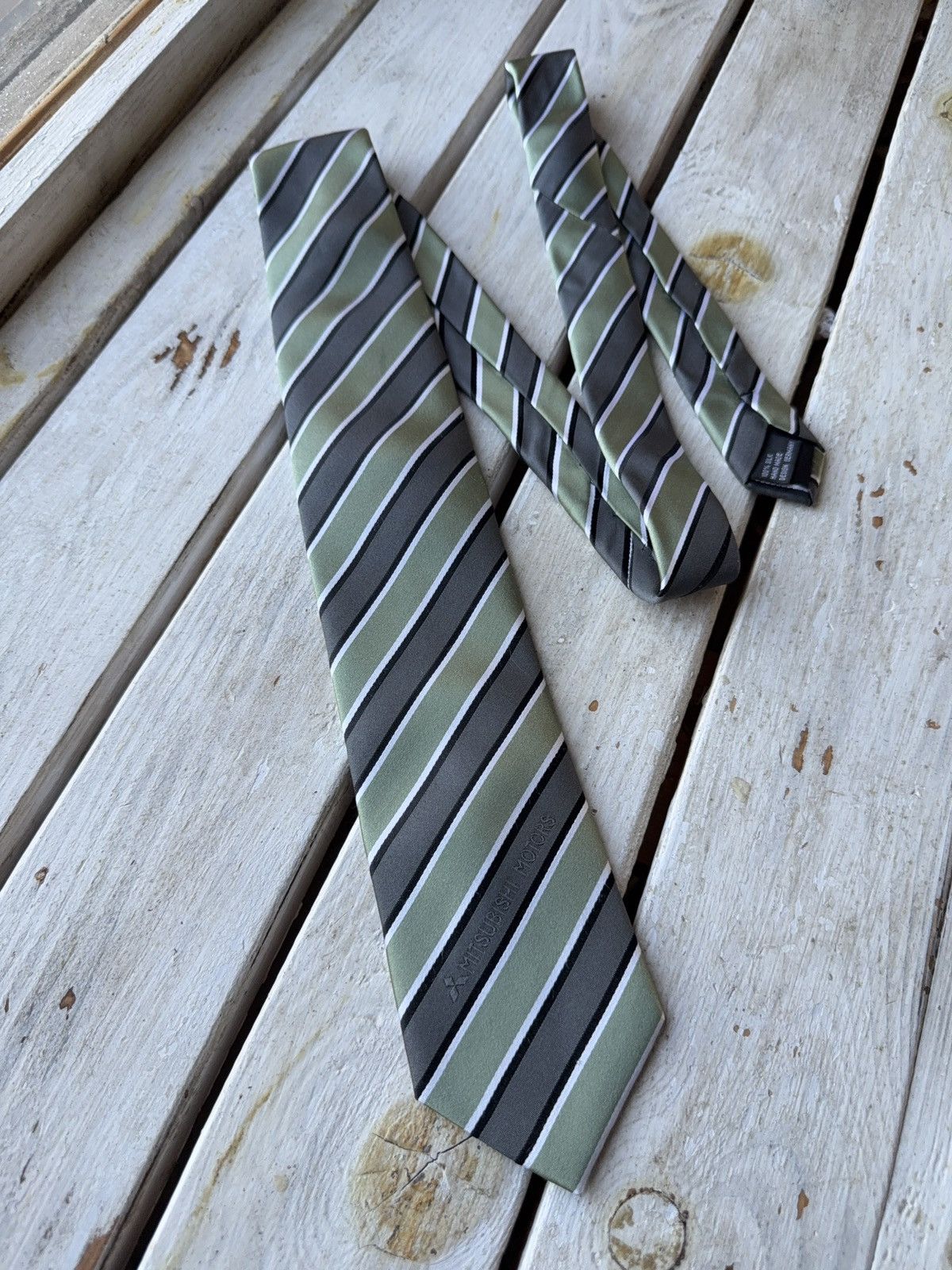 Japanese Brand × Vintage Mitsubishi Motors Tie Striped Silk Promo Germany Vintage Size ONE SIZE - 1 Thumbnail