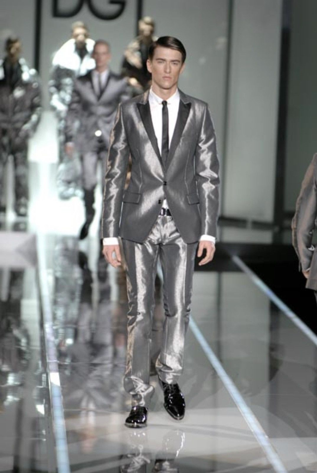 Dolce & Gabbana DOLCE&GABBANA 2007AW Metallic Peak Lapel Silk-Blend Jacket Size 44S - 2 Thumbnail