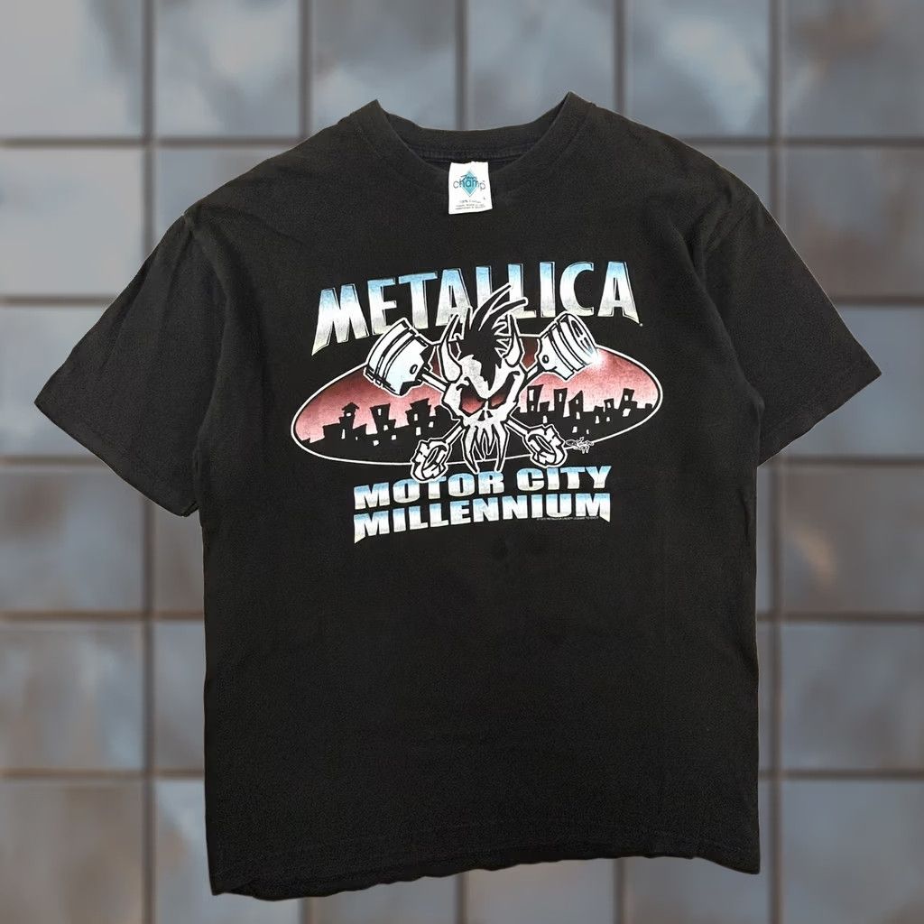 Vintage Vintage Metallica Shirt Mens Large Motor City Millennium Black Concert Tour 90s Size US L / EU 52-54 / 3 - 1 Thumbnail