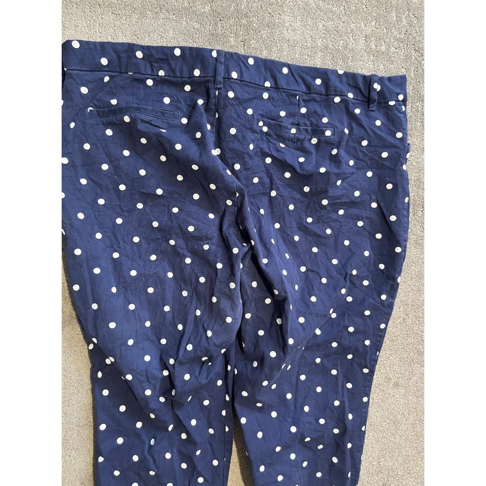 Old Navy Old Navy Pixie Pants Womens 26 Plus Blue White Polka Dot Mid Rise Flat Front Size 26" / US 2 / IT 38 - 4 Thumbnail