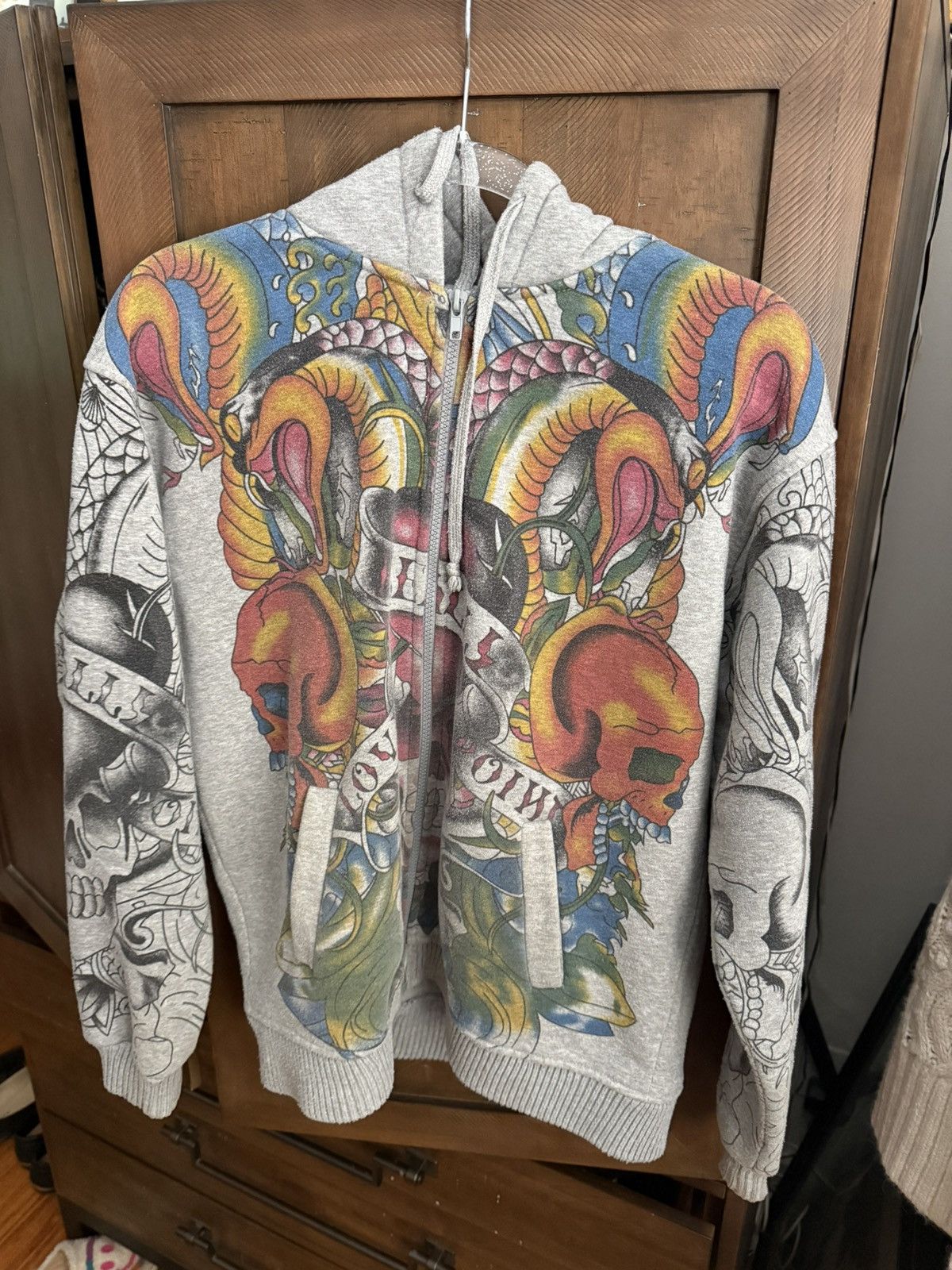 Christian Audigier Vintage Really Point All Over Print Tattoo Hoodie Size US M / EU 48-50 / 2 - 2 Thumbnail