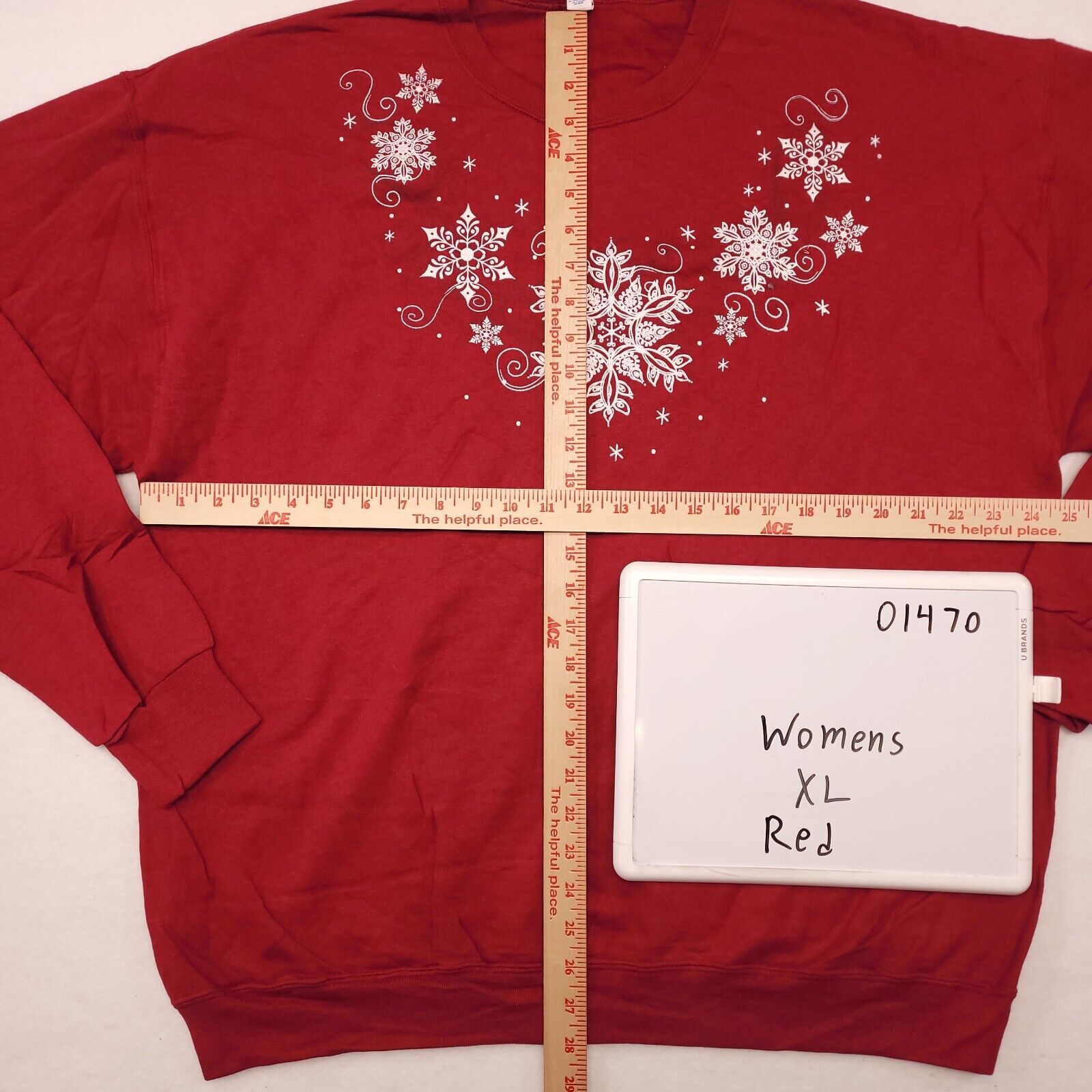 Jerzees Festive Snowflake Sweatshirt Womens Size XL Red Jerzees Size XL / US 12-14 / IT 48-50 - 7 Thumbnail