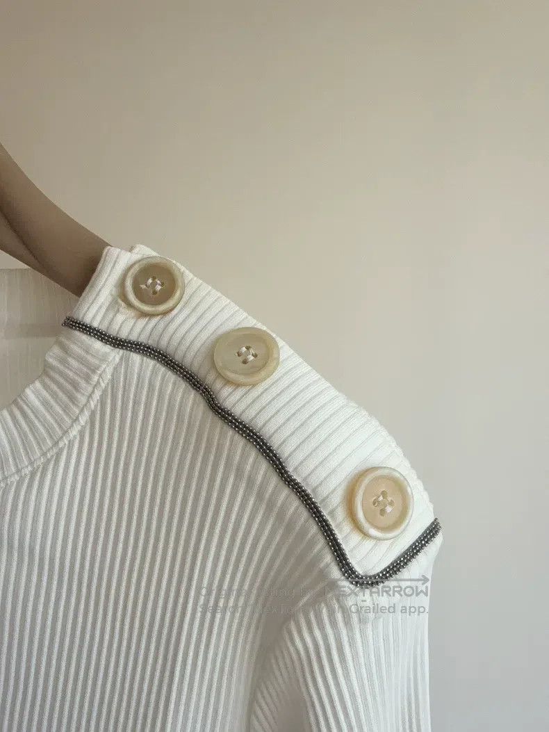 Brunello Cucinelli Brunello Cucinelli Pure cotton beaded T-shirt Size M / US 6-8 / IT 42-44 - 5 Thumbnail