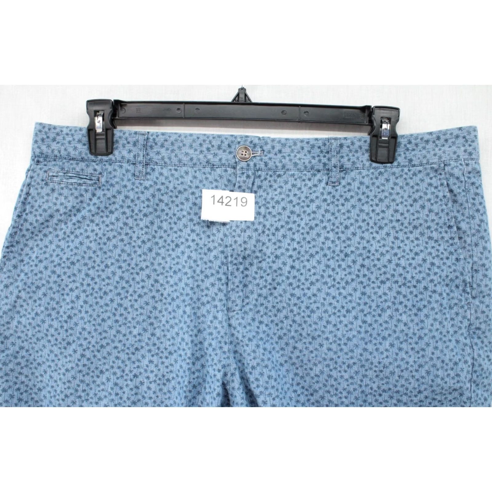 johnnie-O johnnie-O Val Shorts Mens 38 Blue Mini Palms Tropical Chambray Indigo Beach Golf Shirt Size US 38 / EU 54 - 8 Thumbnail