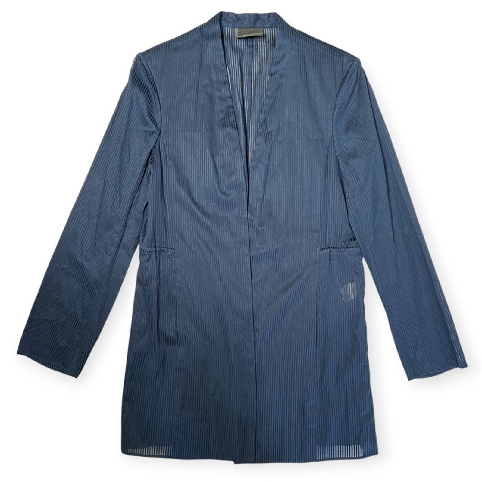 Akris Akris Gionata Silk Blend Striped Jacket Size 8 Navy Size M / US 6-8 / IT 42-44 - 1 Thumbnail
