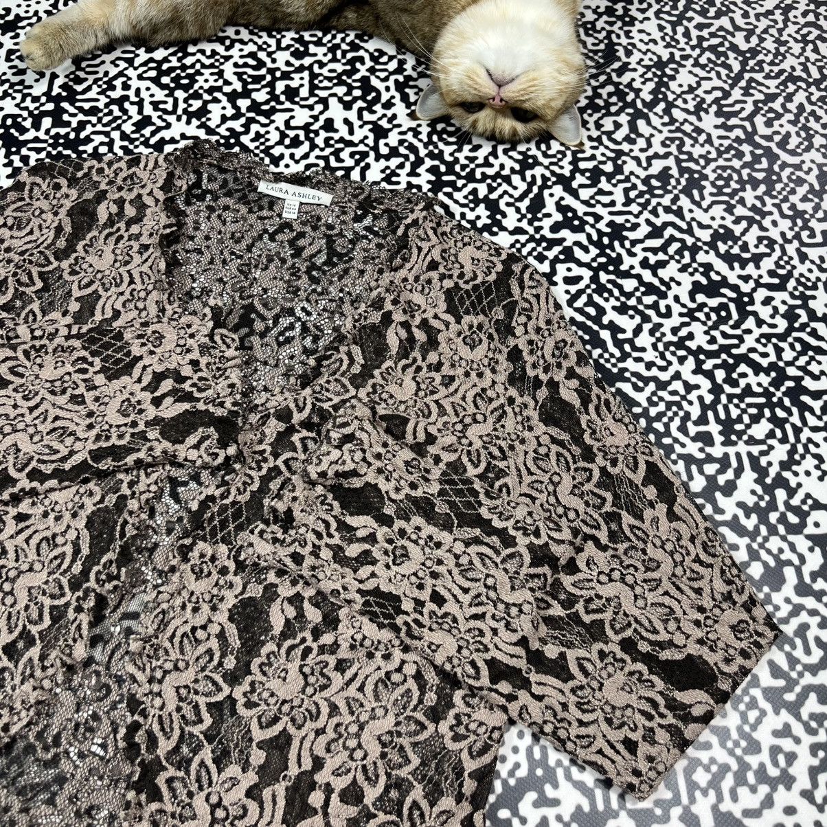 Laura Ashley Vintage Y2K Laura Ashley Floral Mesh Retro Sexy Catdigan Size XL / US 12-14 / IT 48-50 - 8 Thumbnail