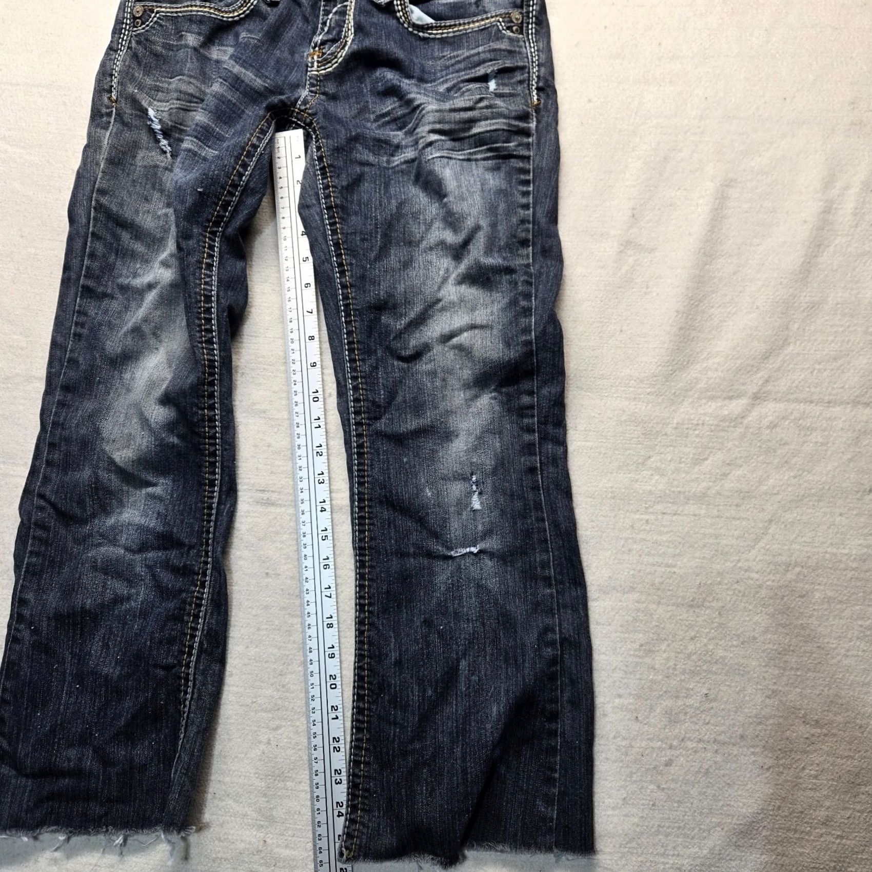 Denime HYDRAULIC Jeans Women's 7/8 Straight Denim Pants Blue Low Rise 29in Waist Cotton Polyester Spandex Pockets Button Zipper 8 Regular Adult Woman's Size 30" / US 8 / IT 44 - 6 Thumbnail