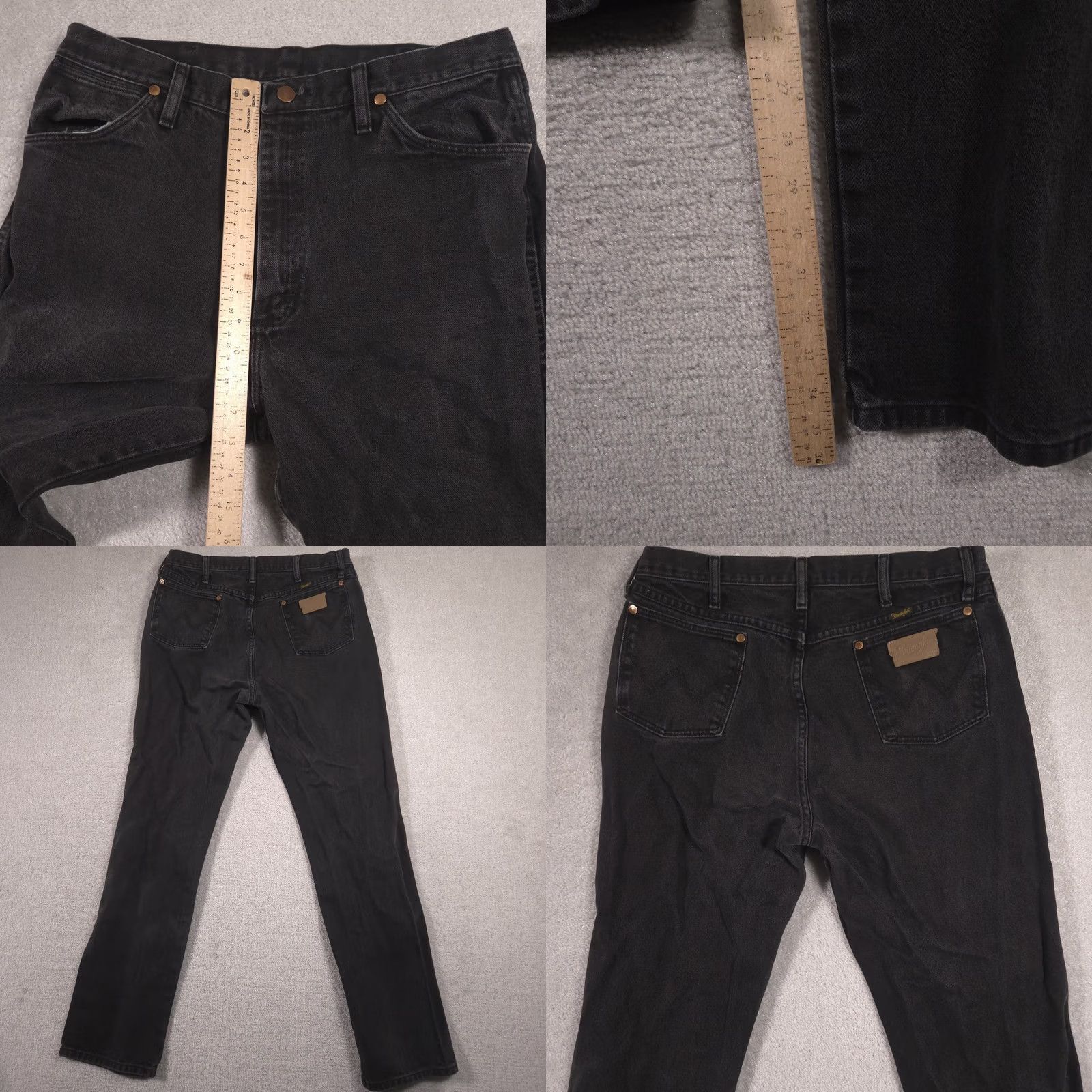 Wrangler VINTAGE Wrangler Cowboy Cut Jeans Mens 35x36 Black Denim Straight Leg Zip Fly Charcoal Mens Regular Black Jeans Cowboy Cut 13MWZAWK Men Size US 35 - 8 Thumbnail