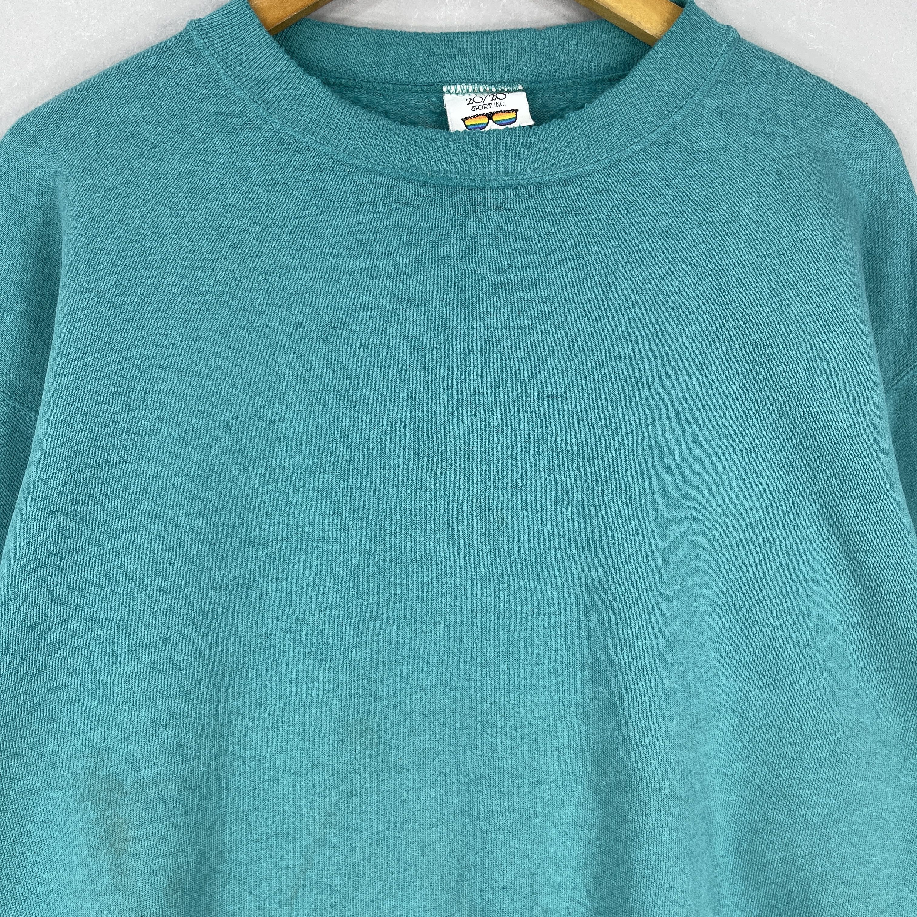 Vintage Vintage 1990s Plain Green Distressed Sweatshirt Made In Usa Size US L / EU 52-54 / 3 - 2 Thumbnail