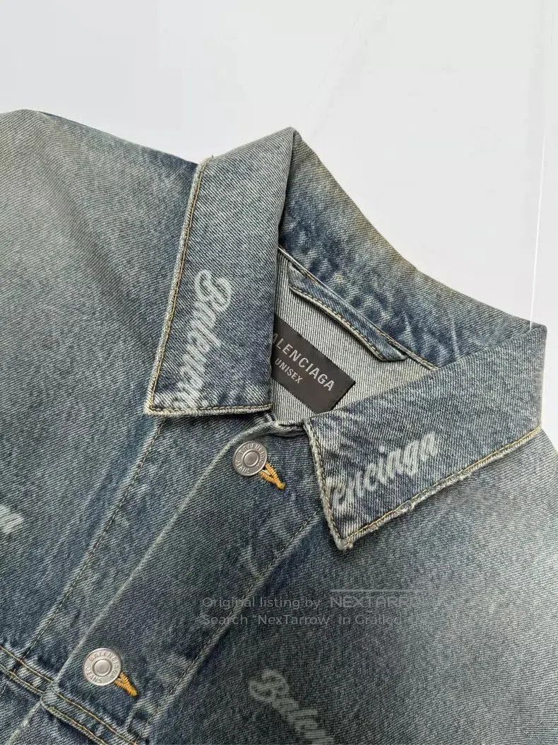 Balenciaga Balenciaga Logo Print Denim Jacket. Size US XS / EU 42 / 0 - 3 Thumbnail