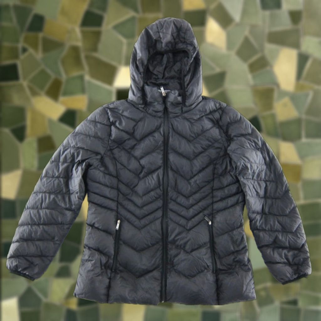 London Fog London Fog Women Jacket Nylon Down Lightweight Hooded Puffer Zip Black L Medium? Size L / US 10 / IT 46 - 1 Thumbnail