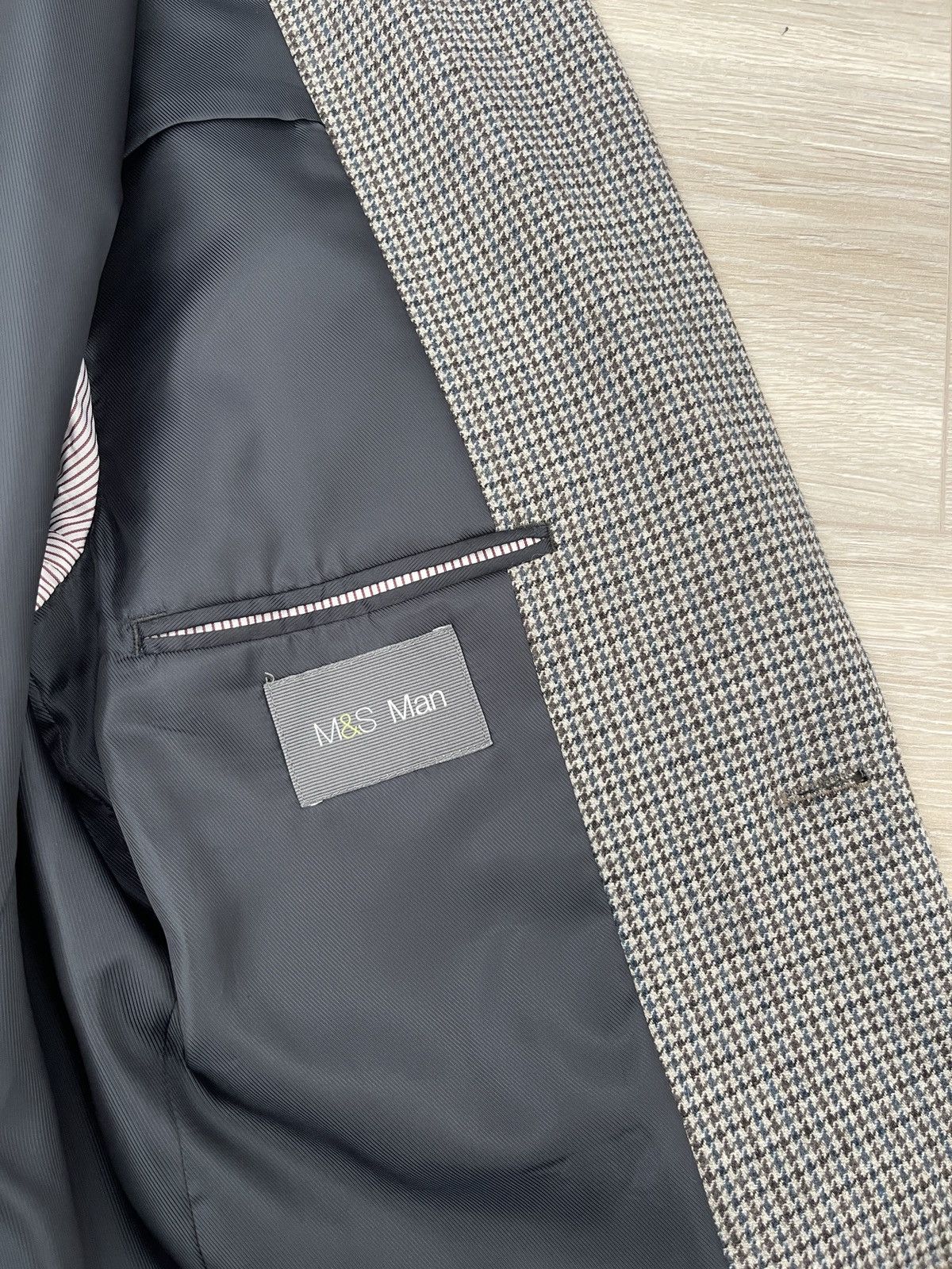 Marks & Spencer Marks & Spencer Wool Blazer Jacket Brown Mix Houndstooth 38R Size 38R - 6 Thumbnail