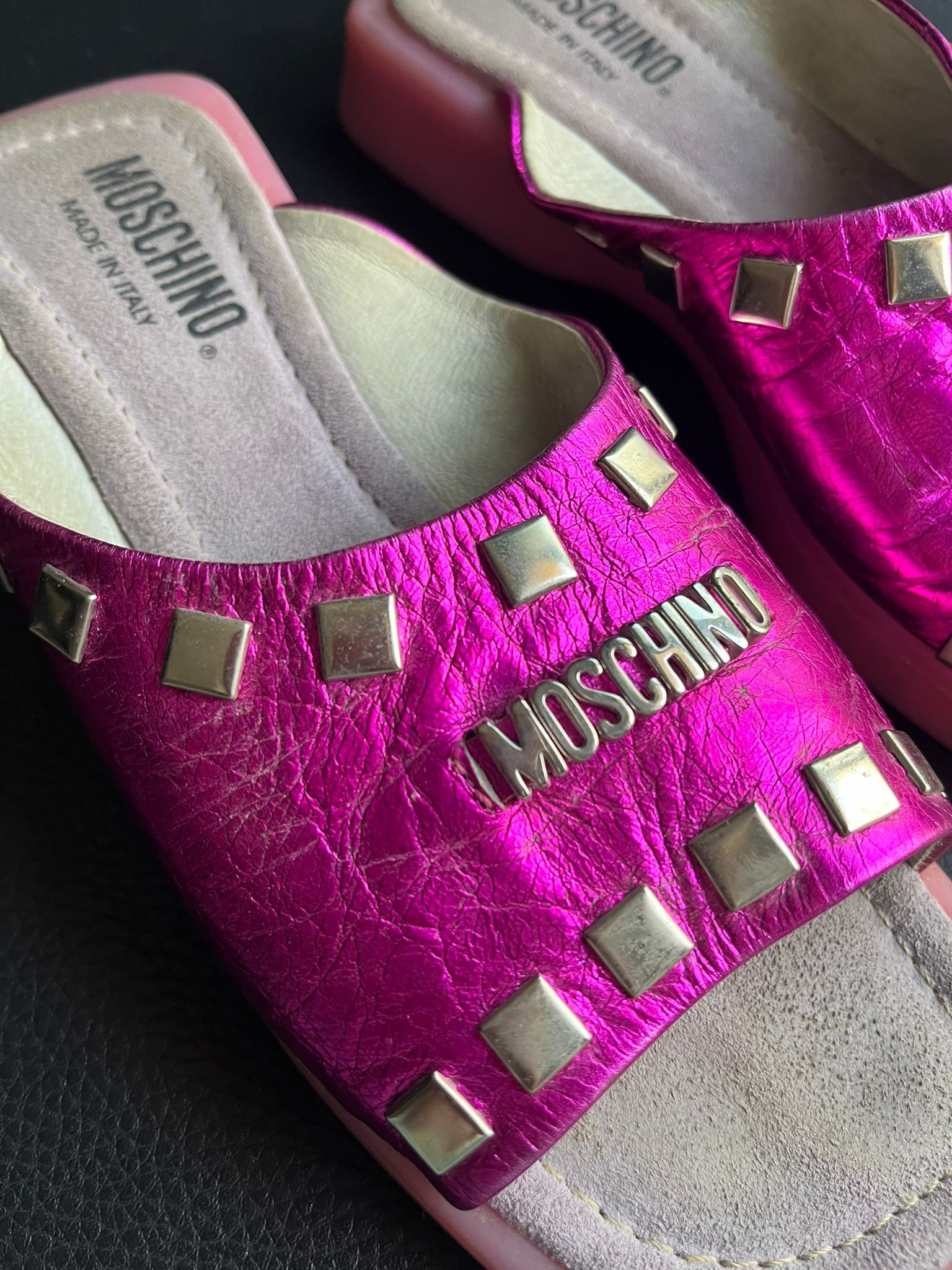 Moschino Moschno pink vintage 35 leather slides Size US 4 / IT 34 - 7 Thumbnail