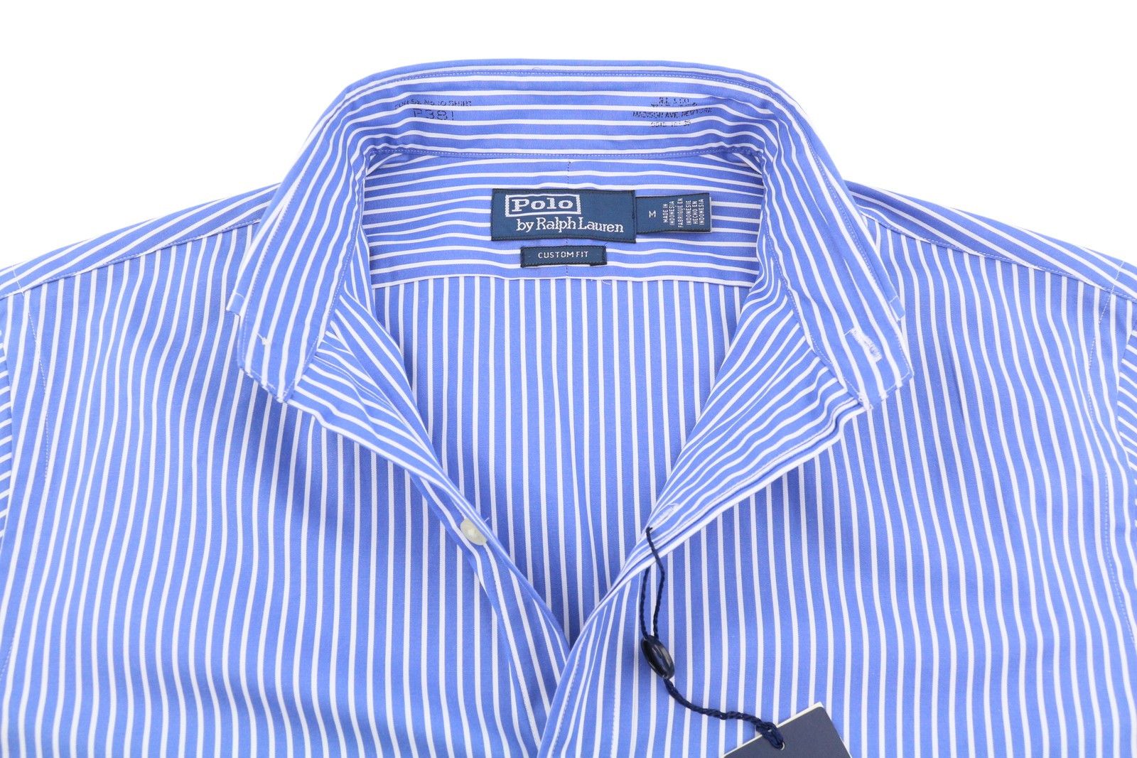 Ralph Lauren M Blue Striped Cutaway Neck Custom Fit Button-Up 87016 Size US M / EU 48-50 / 2 - 4 Thumbnail