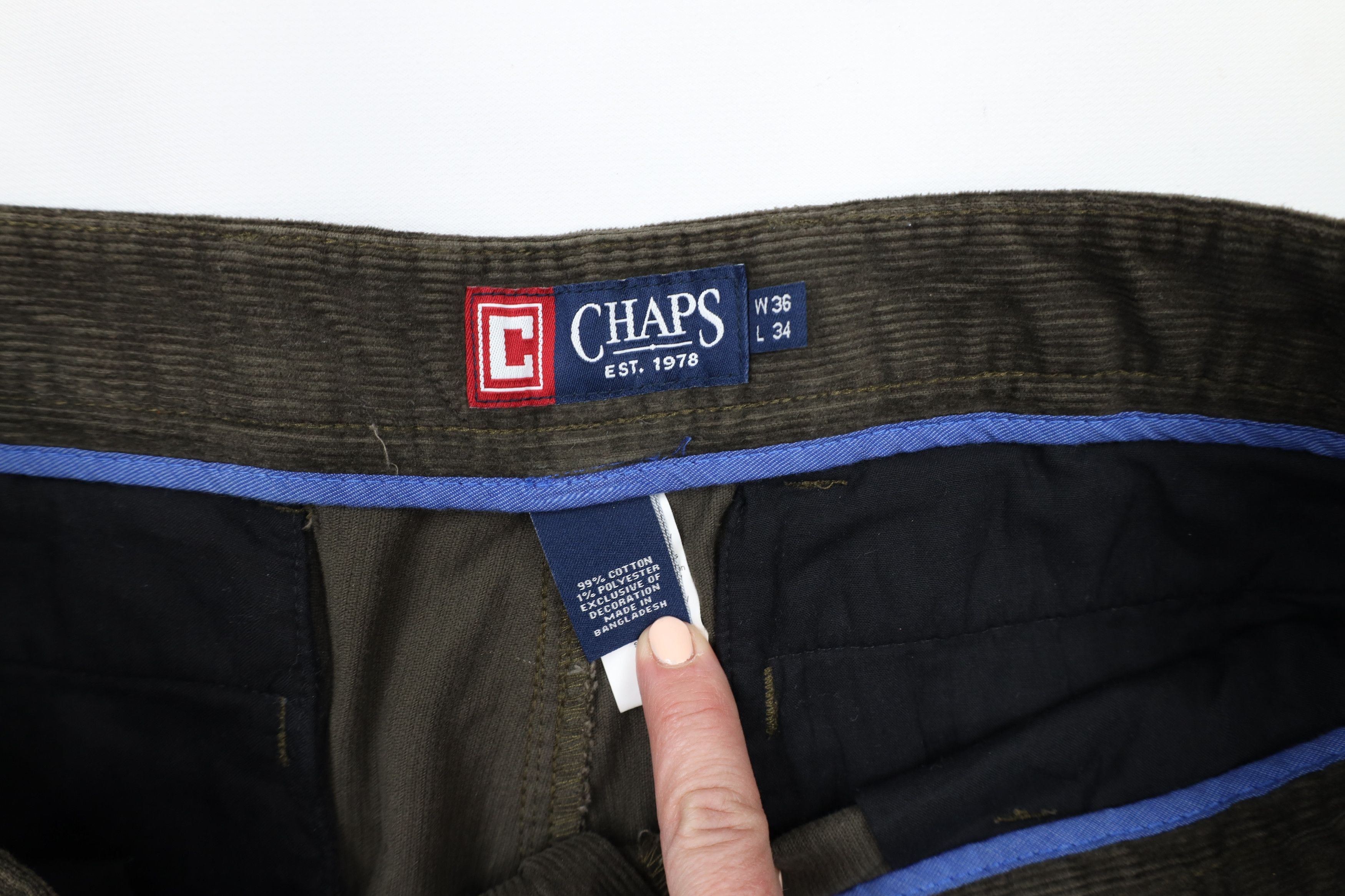 Ralph Lauren × Vintage Vintage 90s Chaps Ralph Lauren Wide Leg Corduroy Cargo Pants Size US 36 / EU 52 - 10 Thumbnail
