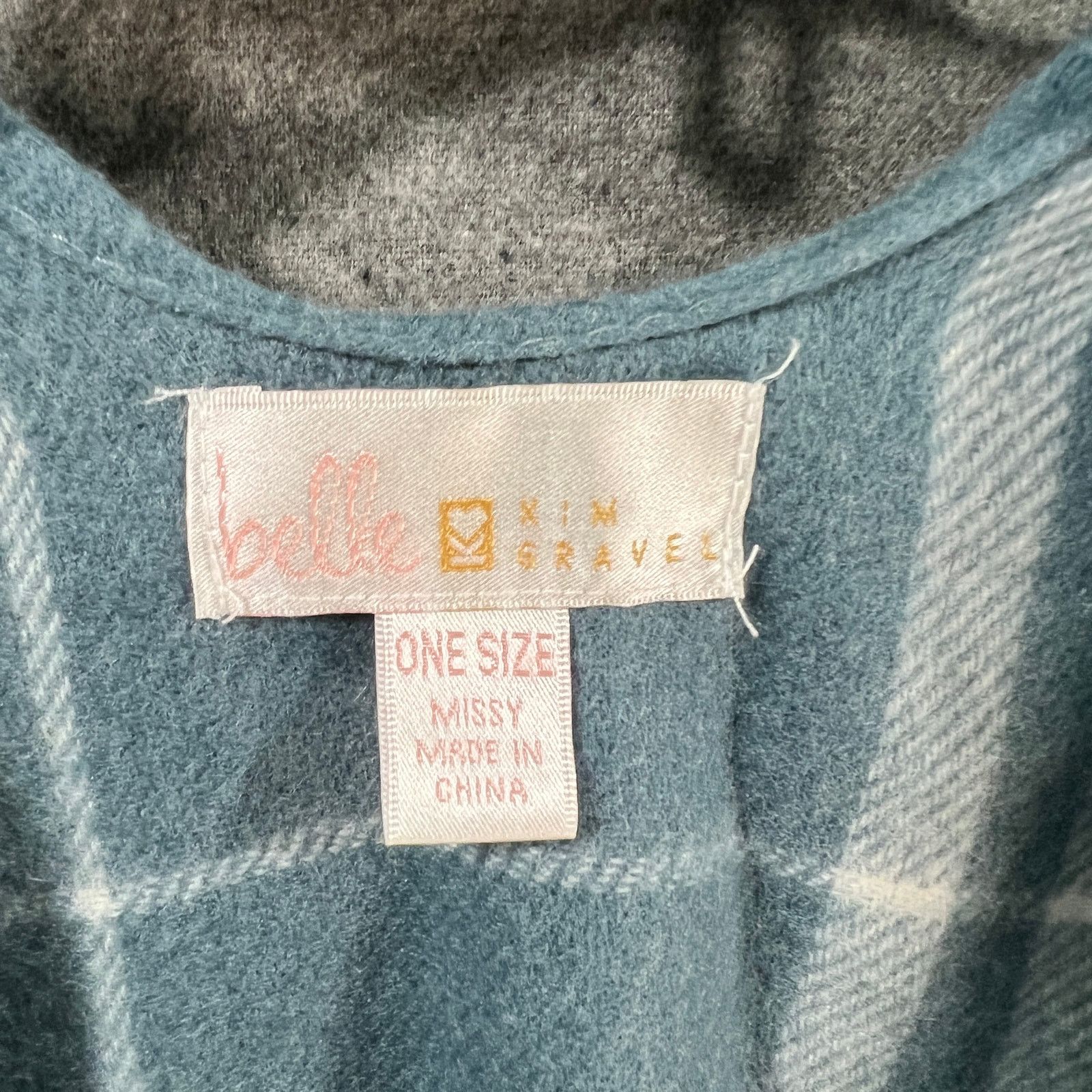 Other Belle by Kim Gravel Hello Fall Plaid Ruana Steele Blue Size ONE SIZE - 3 Thumbnail