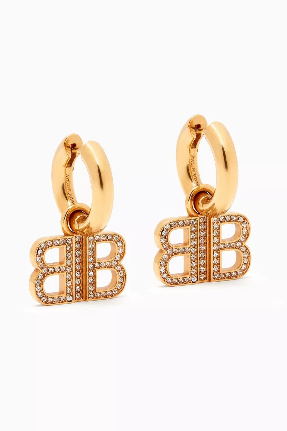 Balenciaga o1mt1gz1024 Size: OS / BB 2.0 Hoop Earrings in Gold Size ONE SIZE - 1 Thumbnail