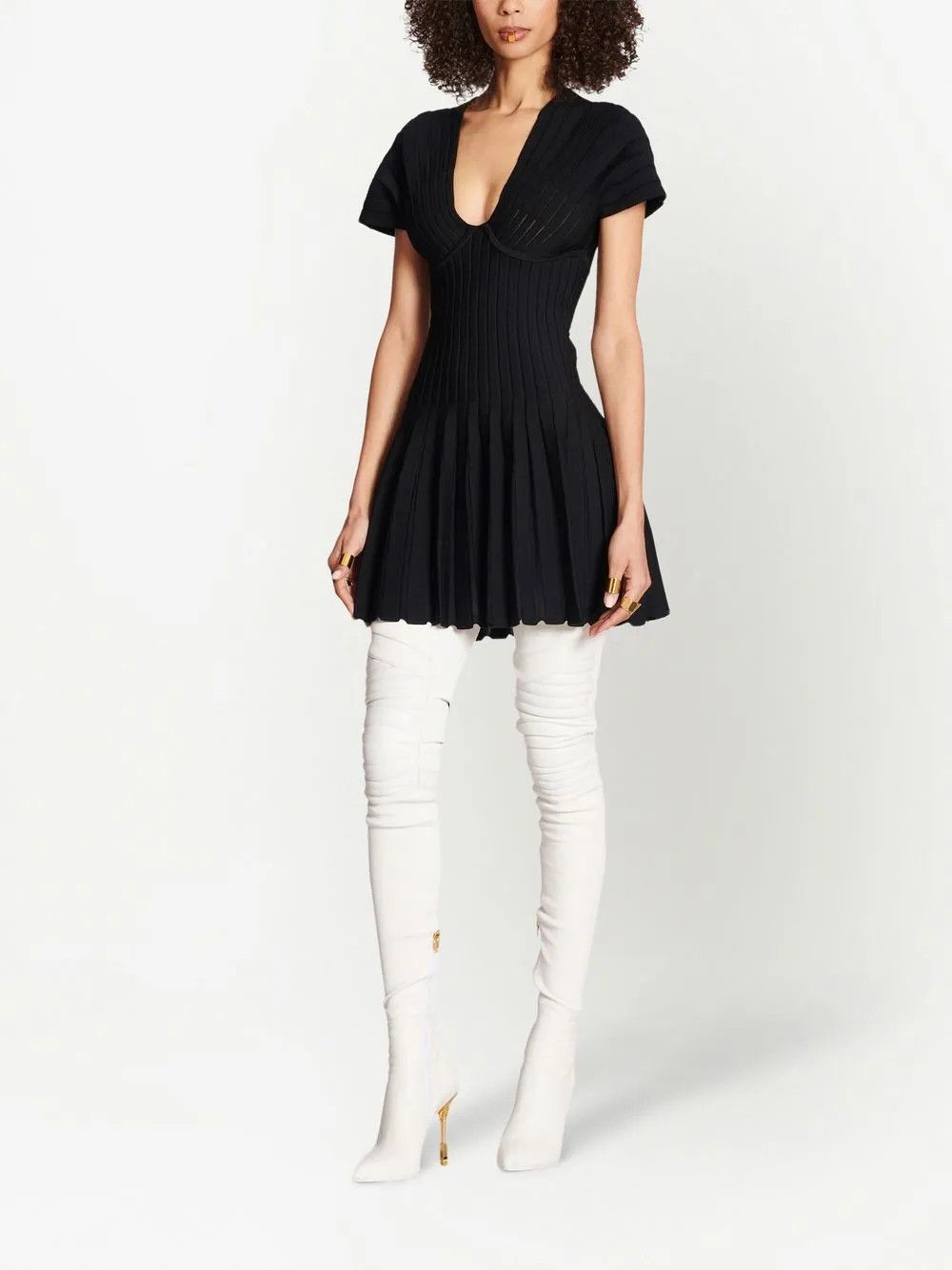 Balmain o1y0525 Short Mini Dress in Black Size M / US 6-8 / IT 42-44 - 6 Thumbnail