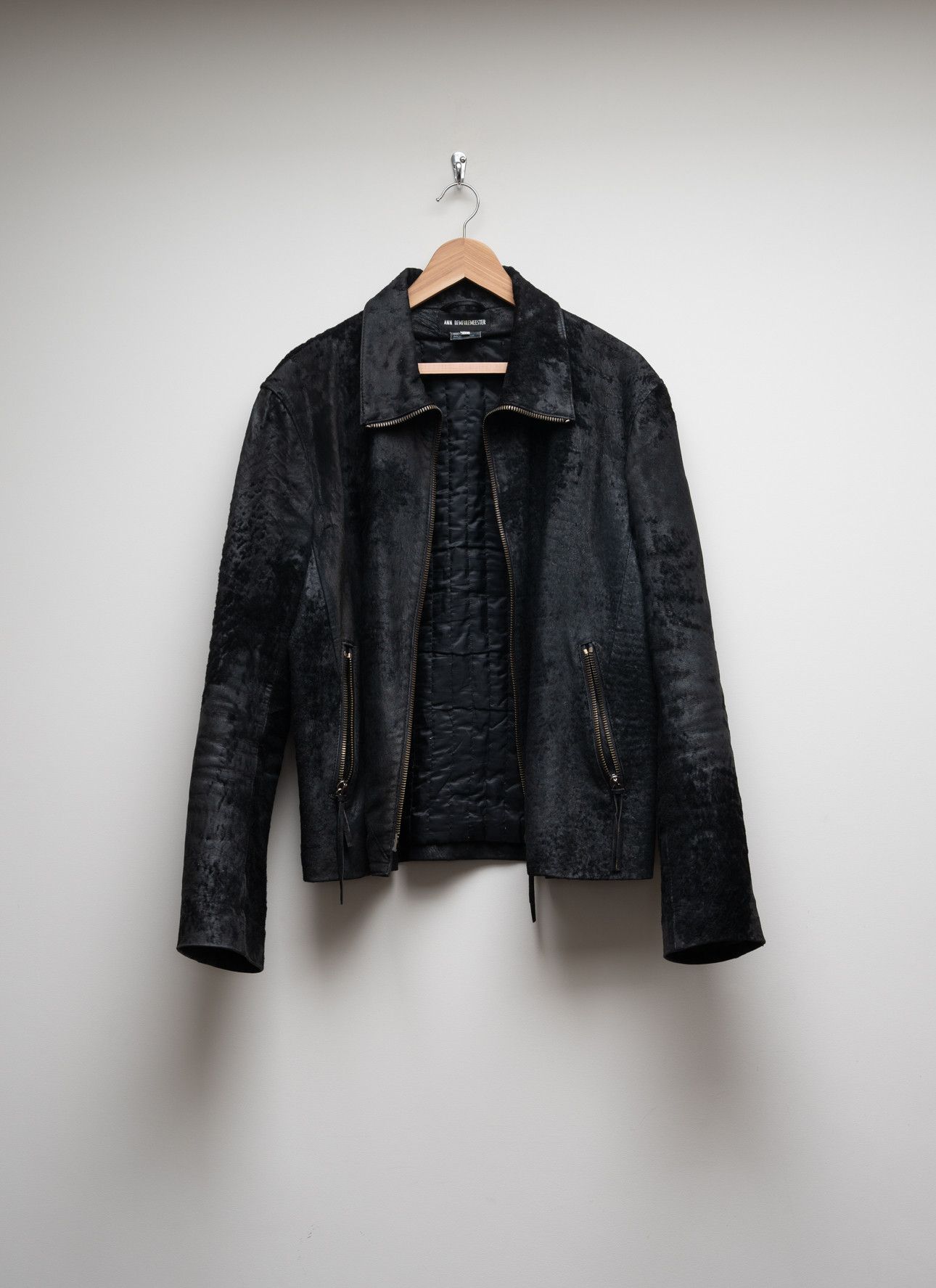 image of Ann Demeulemeester Fw02 Ponyhair Jacket (Ann Era) in Black, Men's (Size Medium)