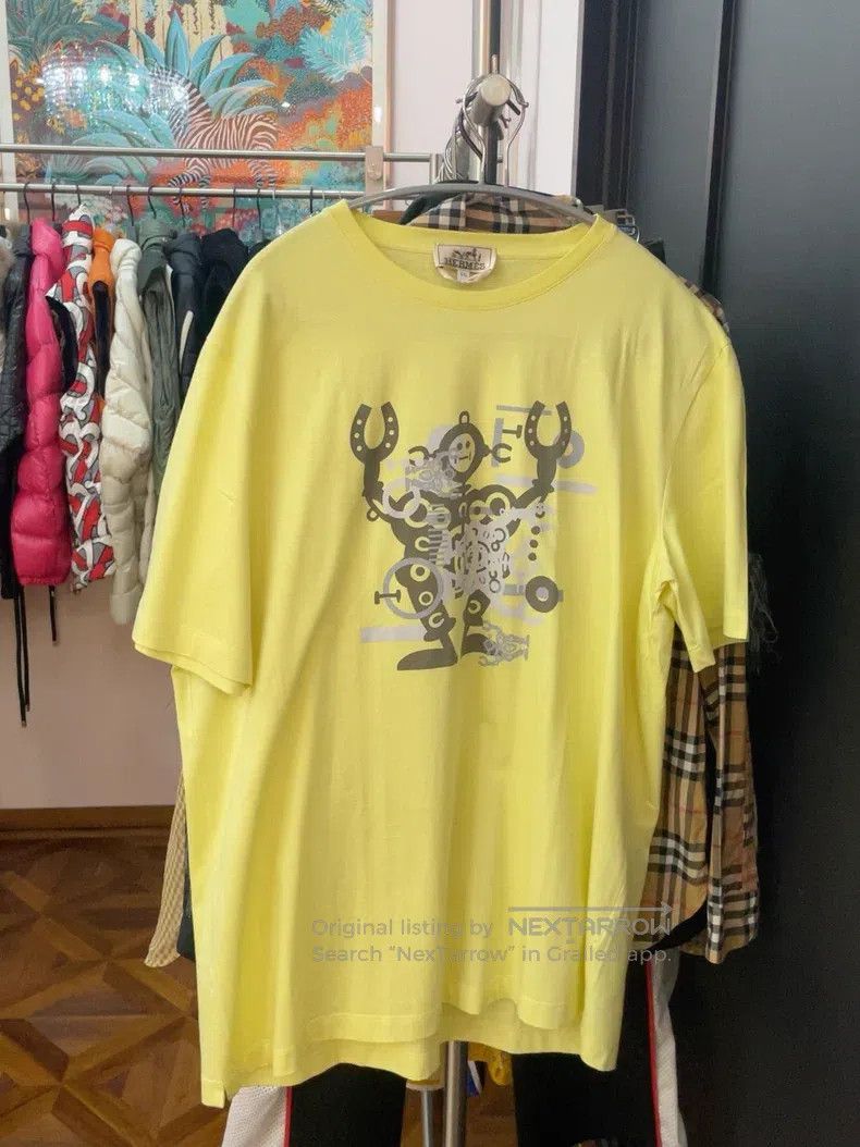 Hermes Hermes Men's short-sleeve T-shirt, light yellow, robot pri Size US XXL / EU 58 / 5 - 1 Thumbnail