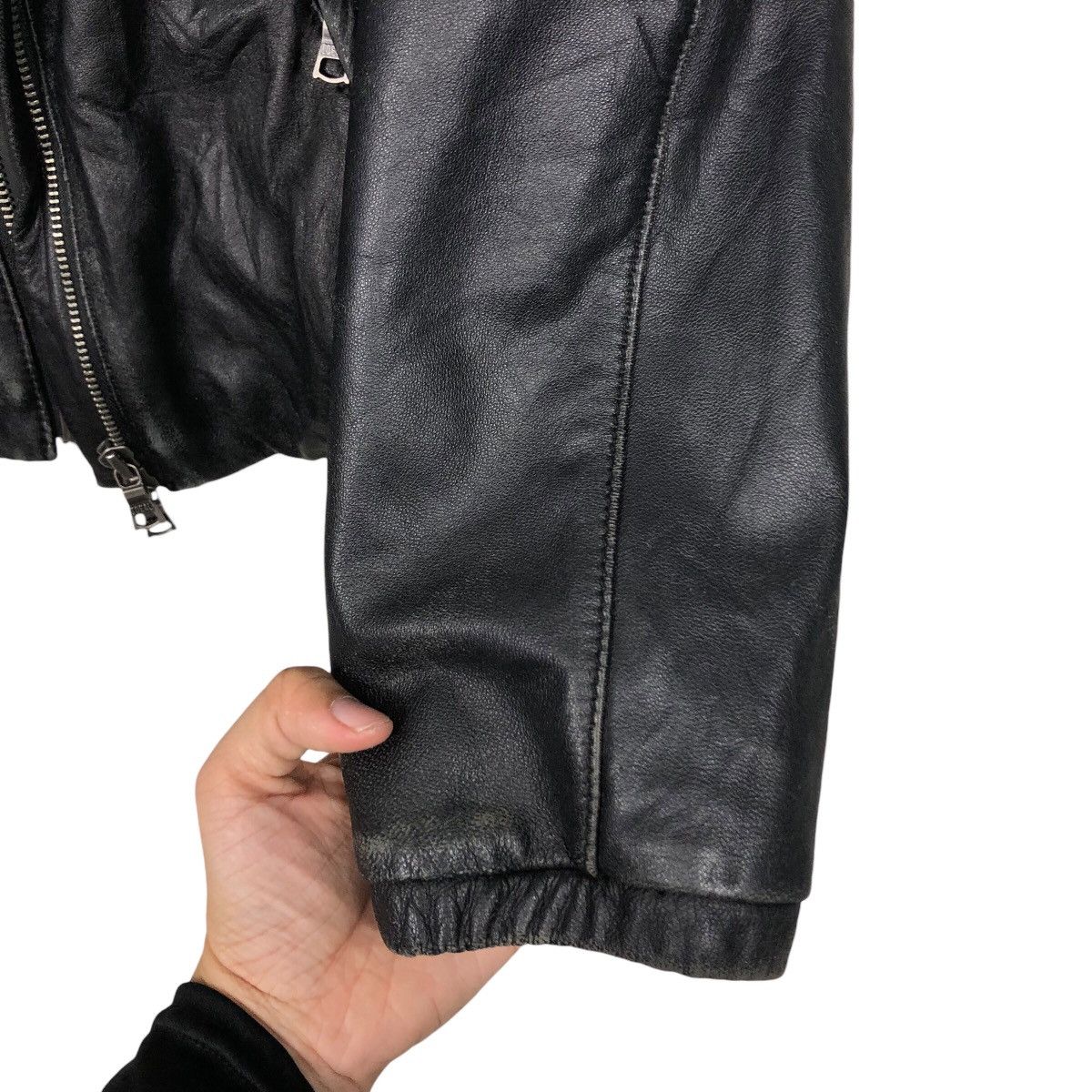 Japanese Brand 📌Vintage Cropped Leather Biker Jacket Indivi Japan Size US M / EU 48-50 / 2 - 16 Thumbnail