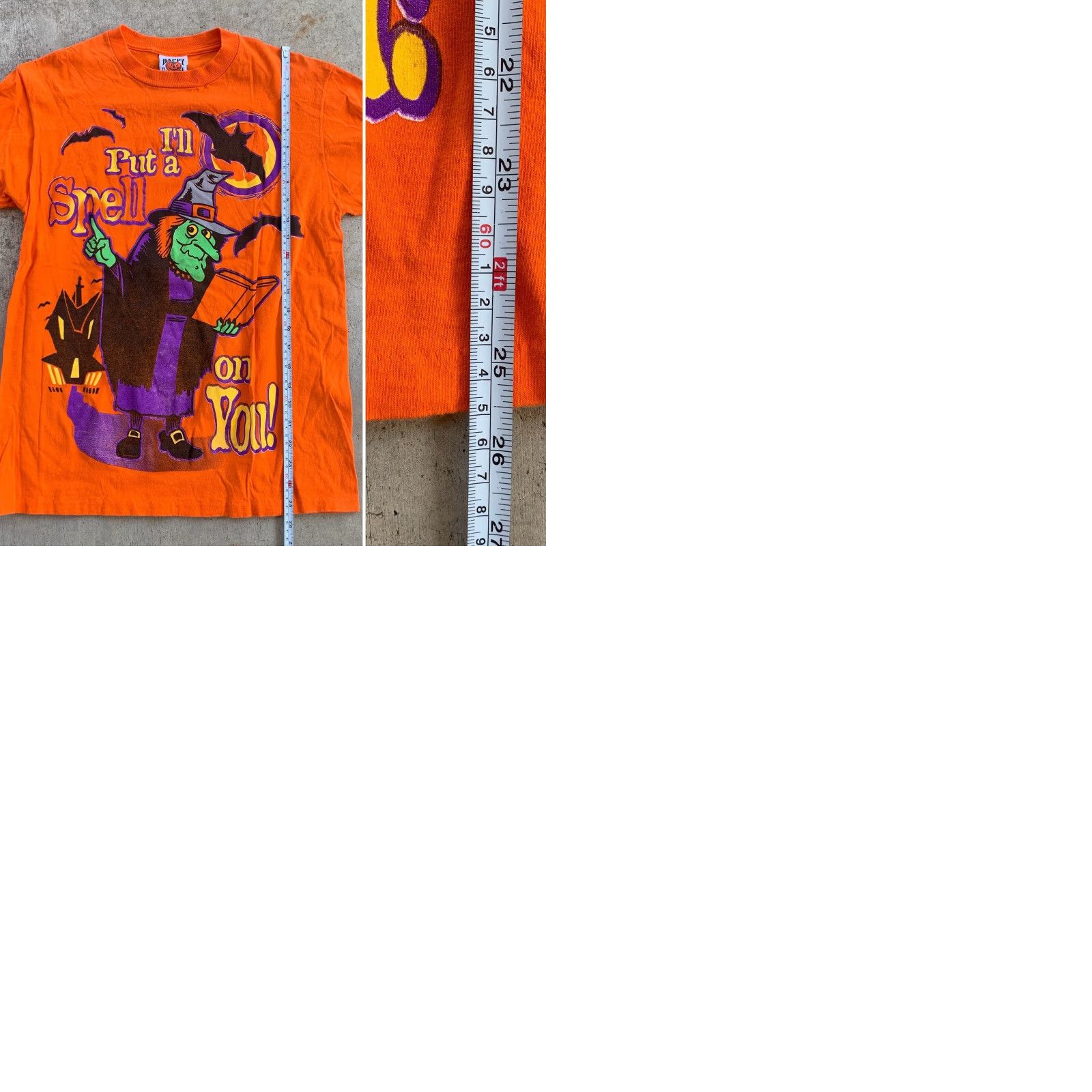Spell VINTAGE Happy Halloween T-Shirt M 90s Orange Graphic Print Short Sleeve Crew Neck Men Redacted? Size US M / EU 48-50 / 2 - 9 Thumbnail