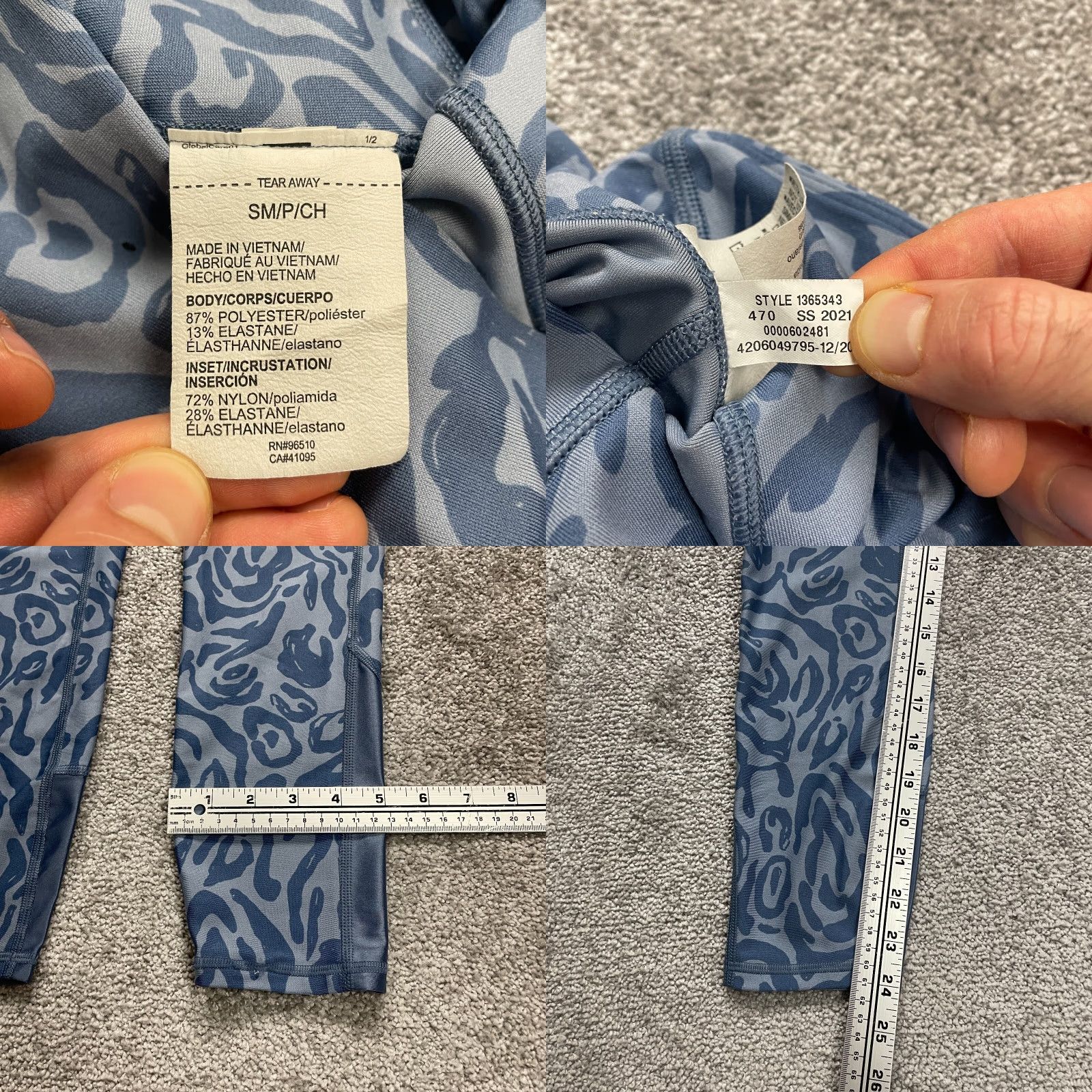 Under Armour VINTAGE Under Armour Compression Leggings Womens S/M Blue Patterned Athletic Gym 25x24 Size 28" / US 6 / IT 42 - 8 Thumbnail