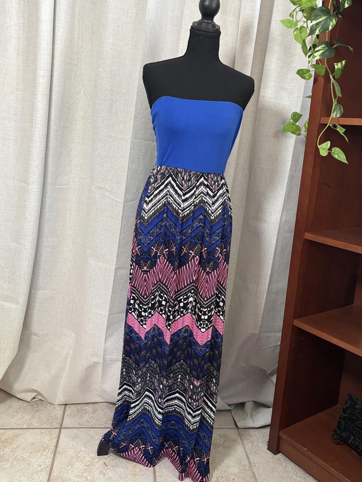 Other Boho Gypsy Strapless Maxi Dress with Geometric Pattern Size S / US 4 / IT 40 - 1 Thumbnail