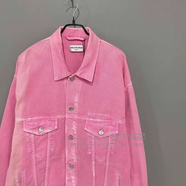 Balenciaga Balenciaga Pink Washed Denim Jacket Size US M / EU 48-50 / 2 - 2 Thumbnail