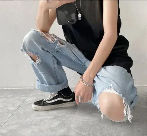 Japanese Brand × Vintage Lightwash distressed loose fit denim Size US 31 - 4 Thumbnail