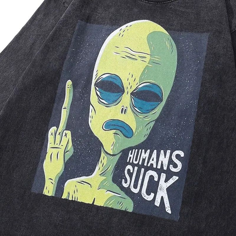 Vintage Vintage Design Humans Suck Alien Long Sleeve Tee Size US XL / EU 56 / 4 - 3 Thumbnail