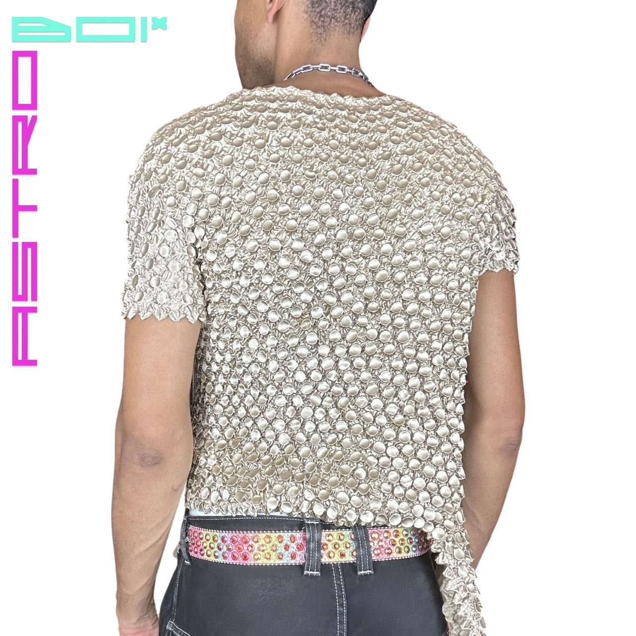Other ASTROBOI* Gold Asymmetric Pleat Popcorn Crop Top - Medium Size US M / EU 48-50 / 2 - 6 Thumbnail