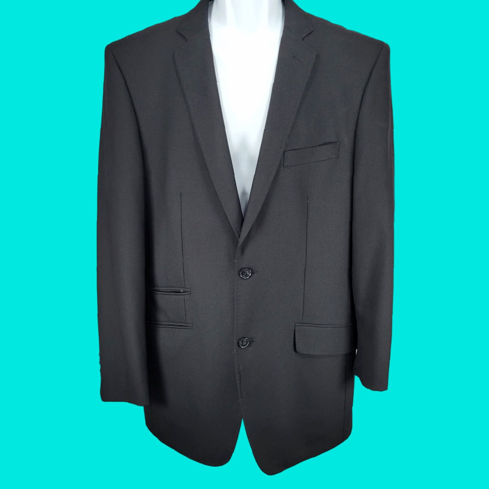 Doublet VINTAGE Bachrach Black 100% Wool 3 Button Double Vented Notch Blazer Sport Coat 42L Size 42R - 1 Thumbnail