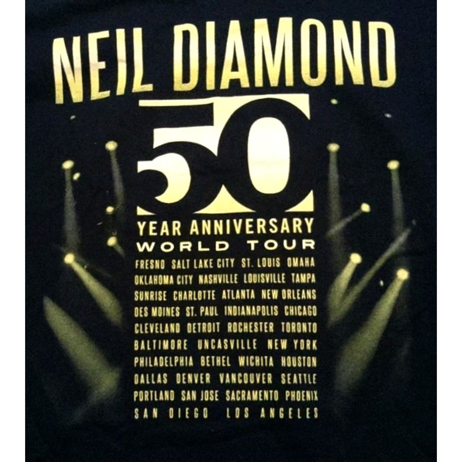 Vintage Neil Diamond 50 Year Anniversary World Tour Mens T-Shirt XL Black Graphic Print Short Sleeve Crew Neck Men' s Rock Band 2007-2017 Size US XL / EU 56 / 4 - 7 Thumbnail