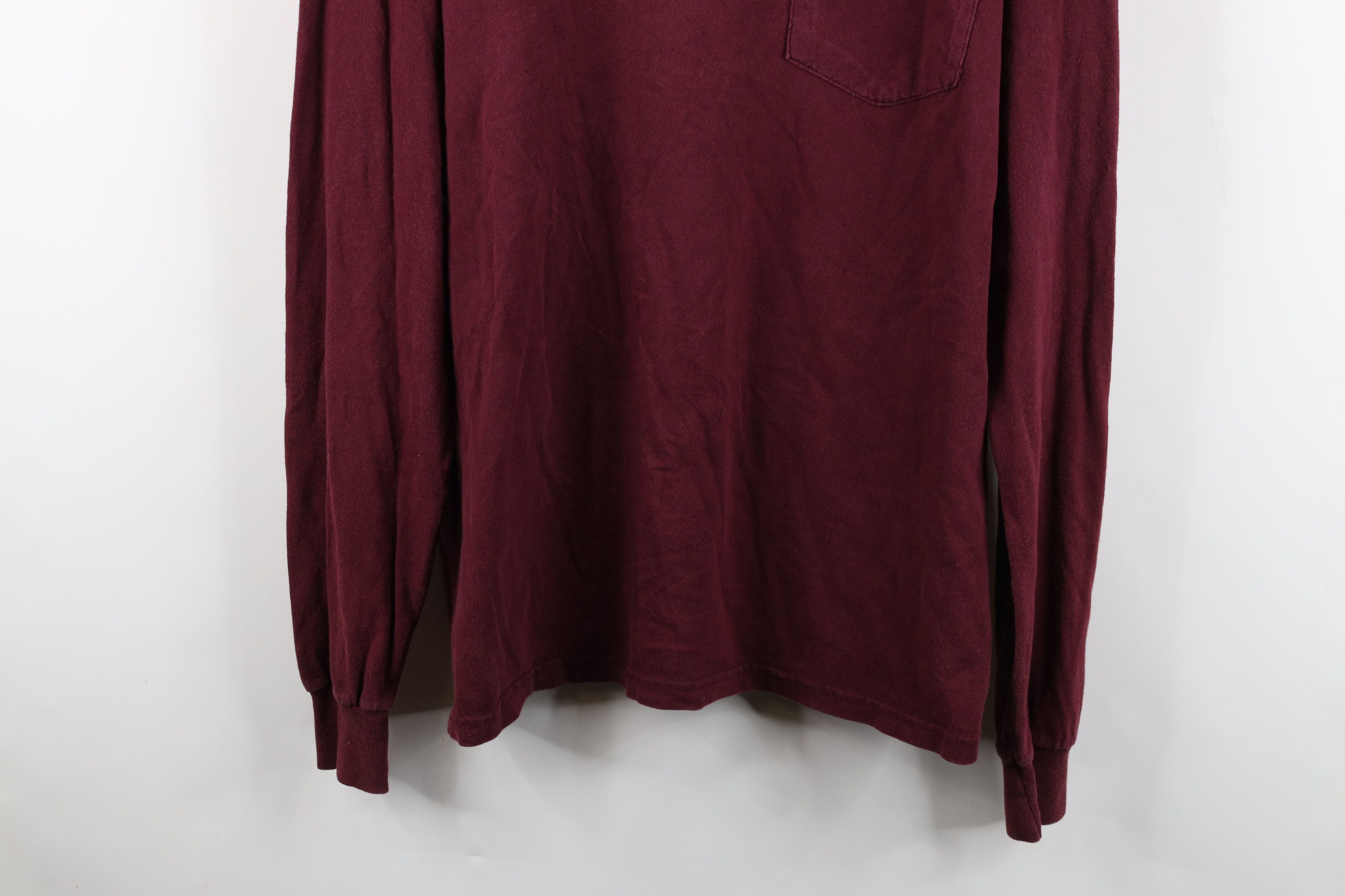 Vintage Vintage 90s Streetwear Cotton Long Sleeve T-Shirt Burgundy Size US XL / EU 56 / 4 - 3 Thumbnail