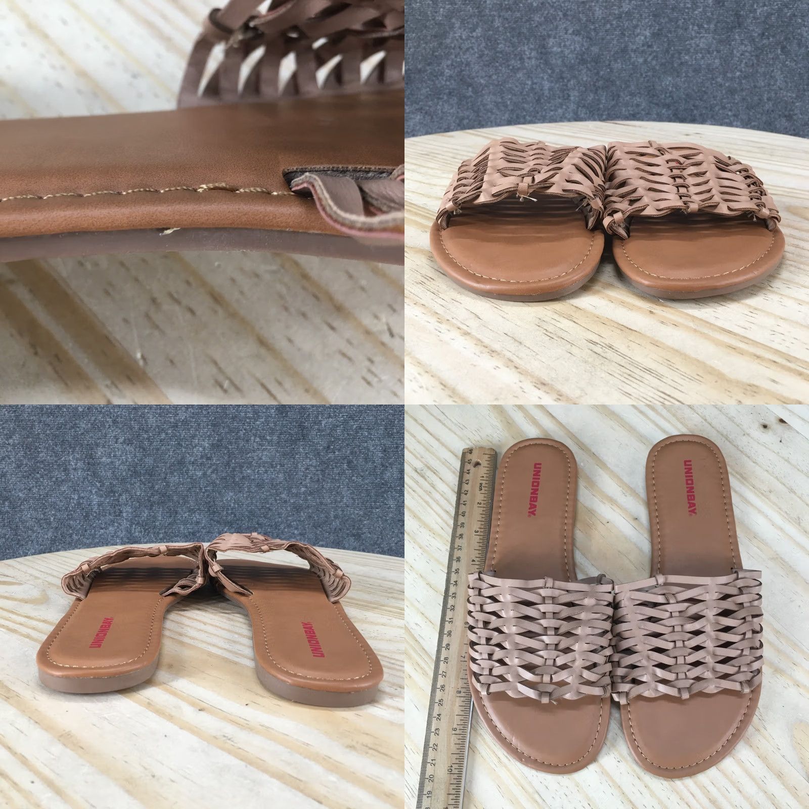 Vintage Unionbay Sandals Womens 8.5 M Rowan Slide Brown Faux Leather Casual Flats NEW Size US 9 / IT 39 - 8 Thumbnail
