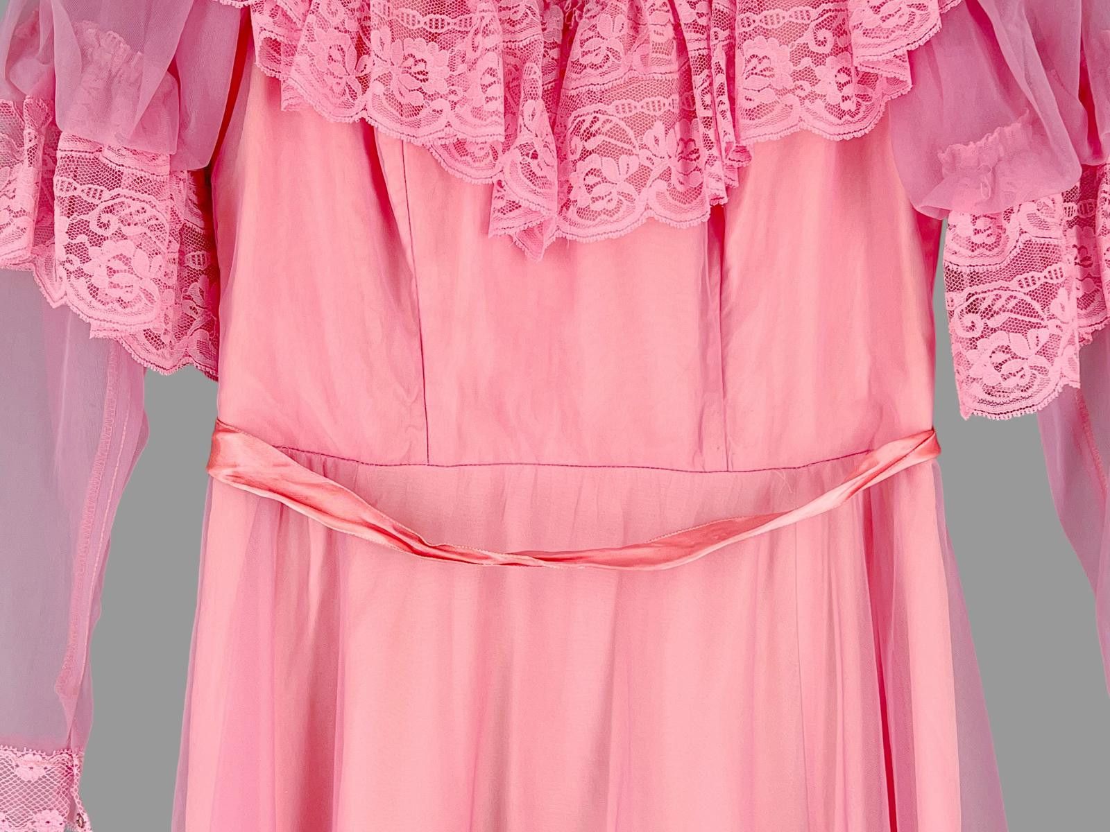Designer 70s Victorian Revival Dress Pink Prairie Size L Gunne Style Size L / US 10 / IT 46 - 8 Thumbnail