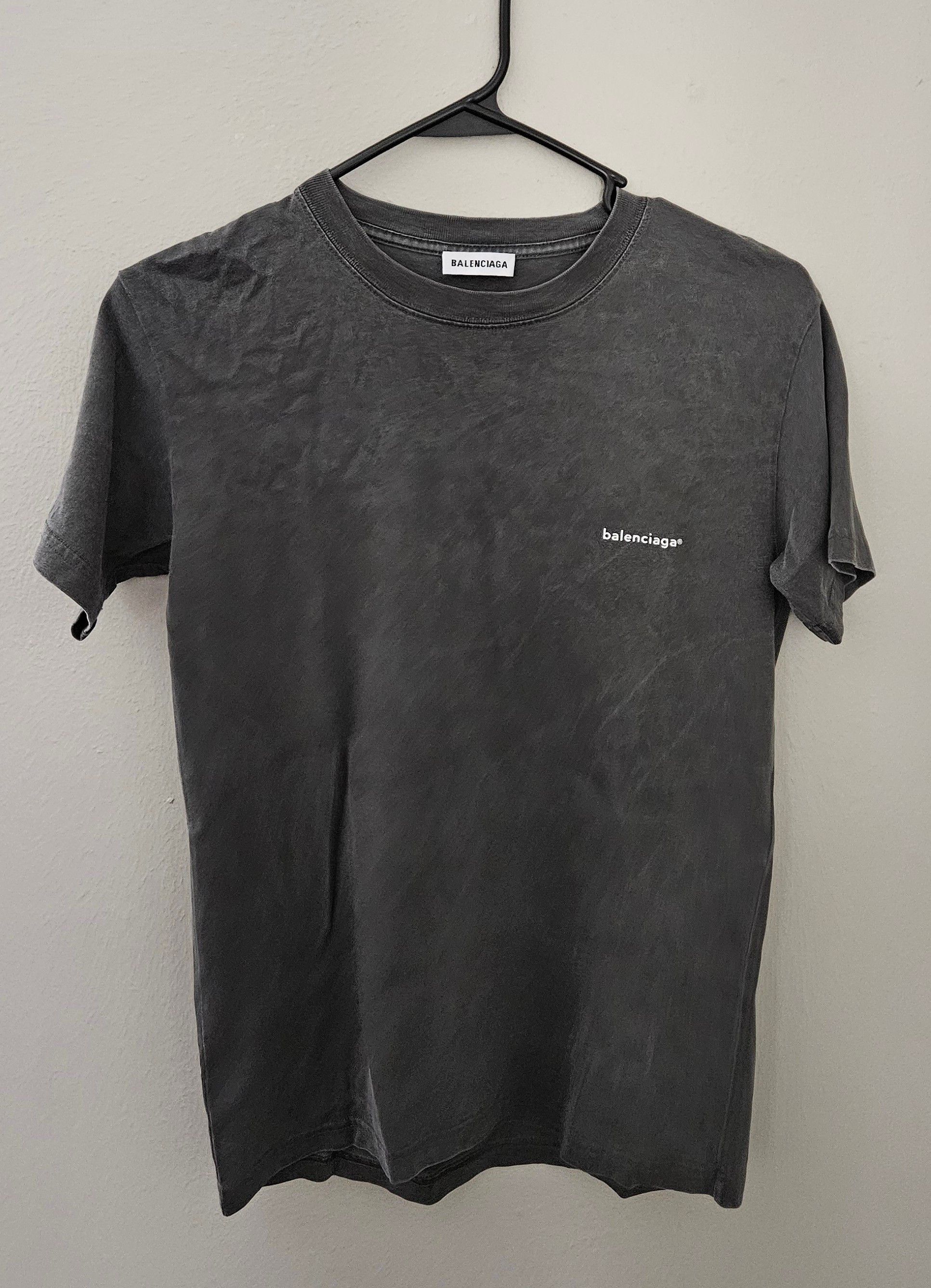 Image of Balenciaga 2017 Archetype Washed Black Cotton Logo Tee, Women's (Size Small)