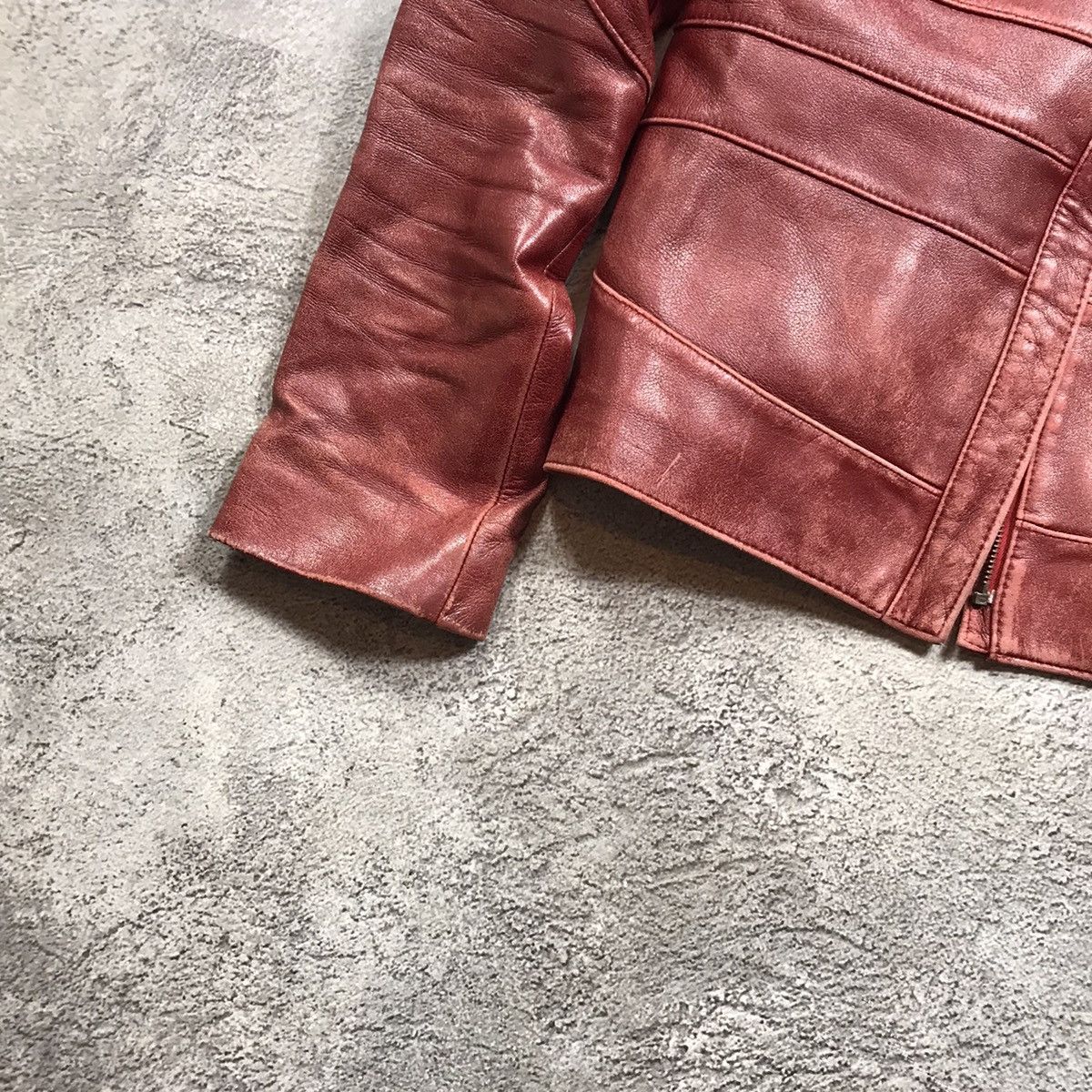 Vintage Vintage Y2K Burgundy Leather Jacket Streetwear Grunge Logo L Size L / US 10 / IT 46 - 4 Thumbnail