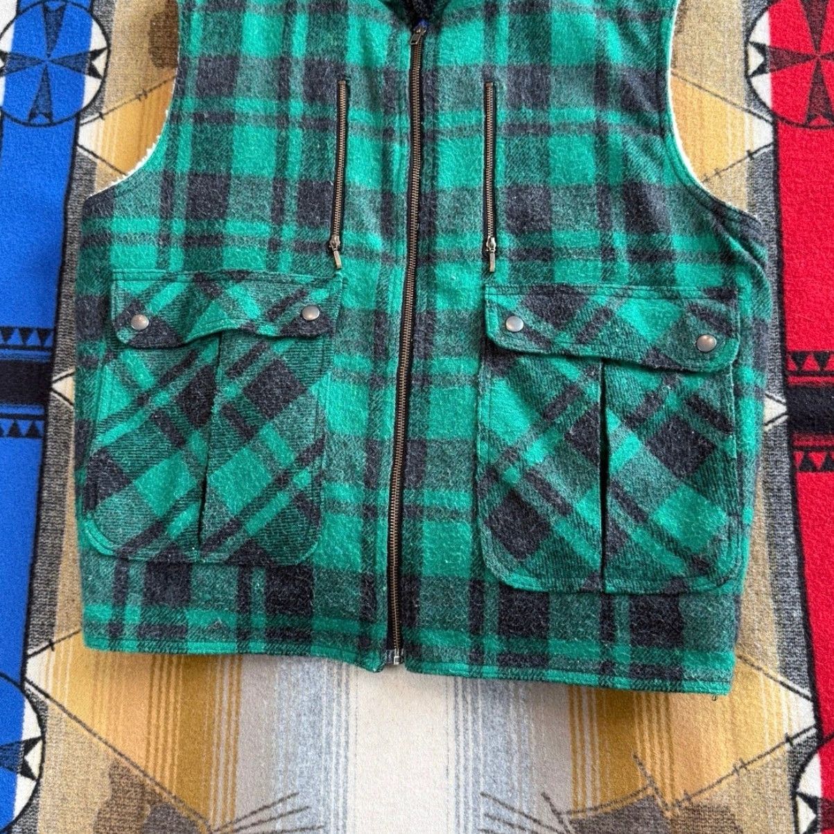Vintage VINTAGE Northern Summit Vest Plaid Wool Lined 80s Green Size L Men Outer Sherpa Winter Size US L / EU 52-54 / 3 - 3 Thumbnail