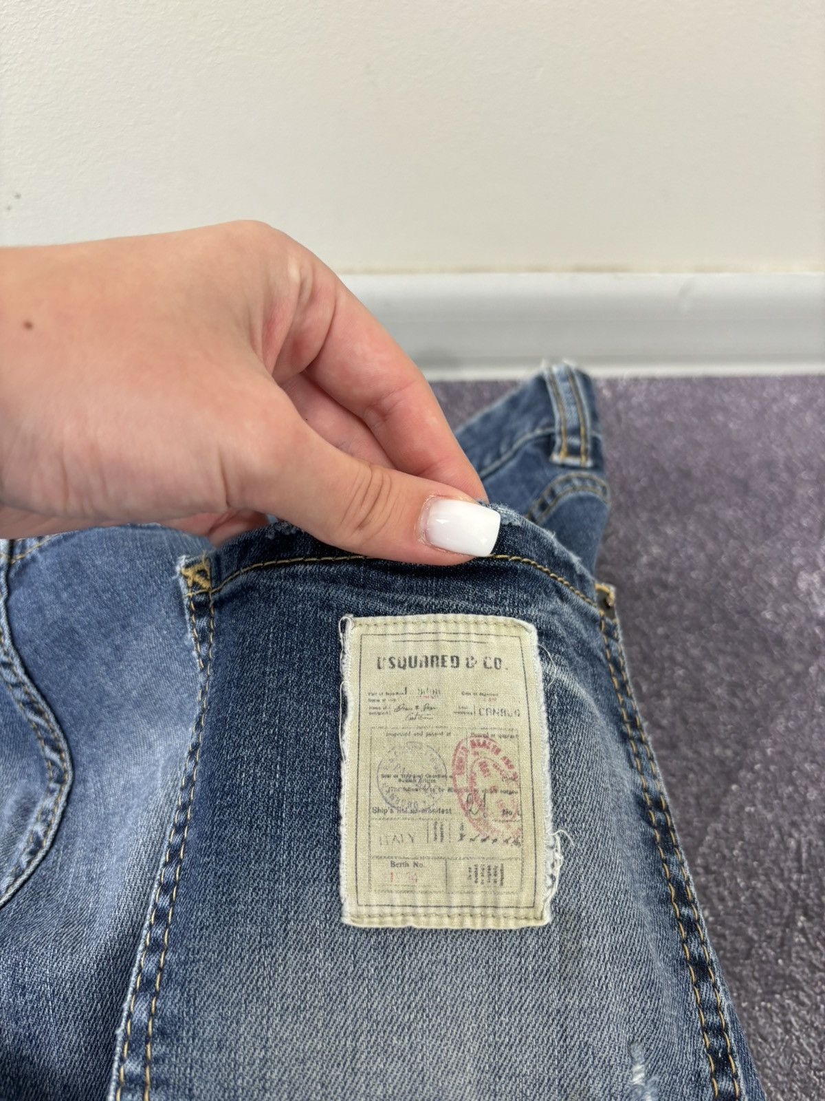 Dsquared2 Dsquared2 Ripped Faded Blue Slim Fit Tapered Denim Jeans Size US 34 / EU 50 - 15 Thumbnail