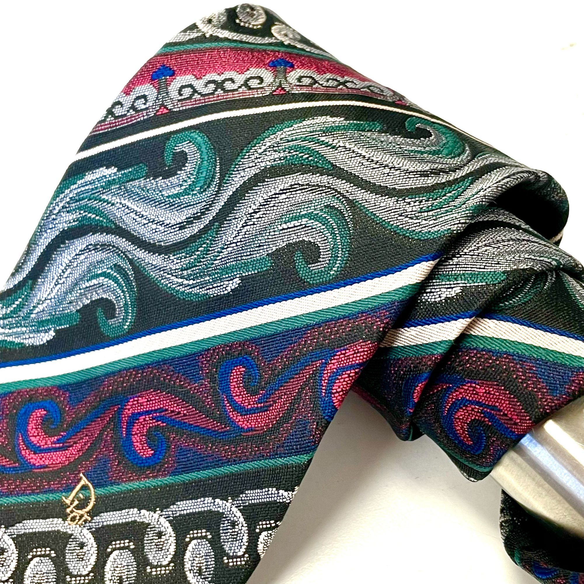 Christian Dior Monsieur Vtg Christian Dior LOGO Woven Silk BAROQUE Necktie Size ONE SIZE - 1 Thumbnail