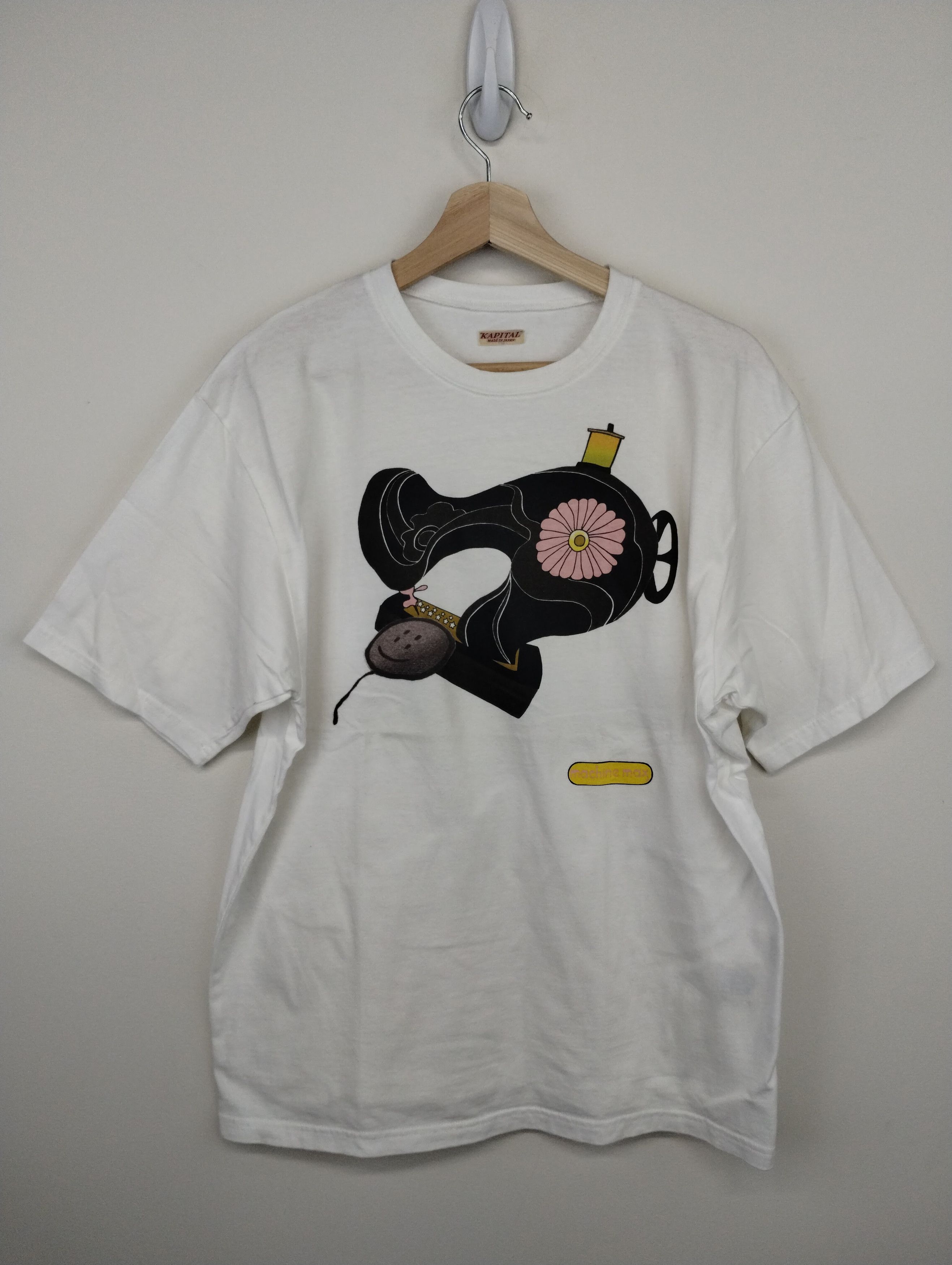 image of Kapital Machine Max Tee in White, Men's (Size Medium)