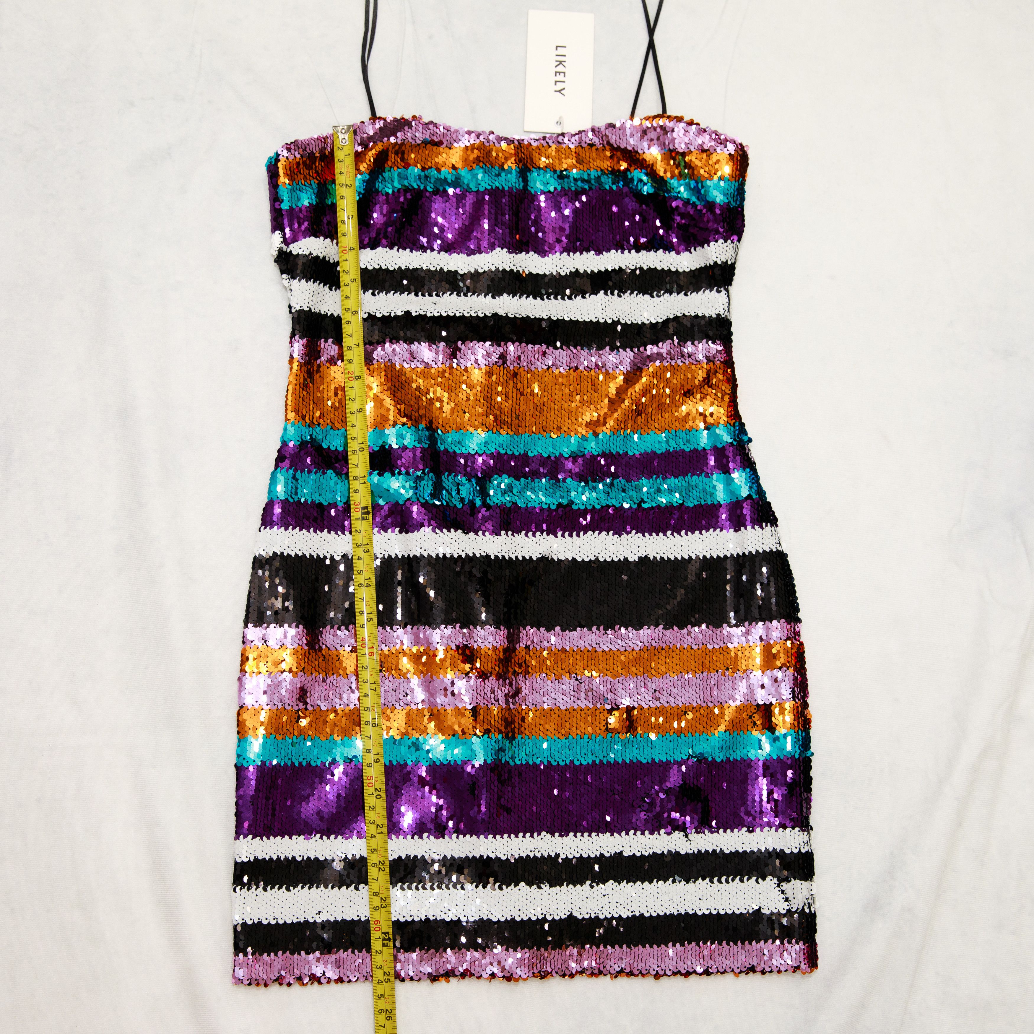 LIKELY LIKELY Braelynn Sequin Mini Dress Stripes Orange Purple Size XS / US 0-2 / IT 36-38 - 5 Thumbnail