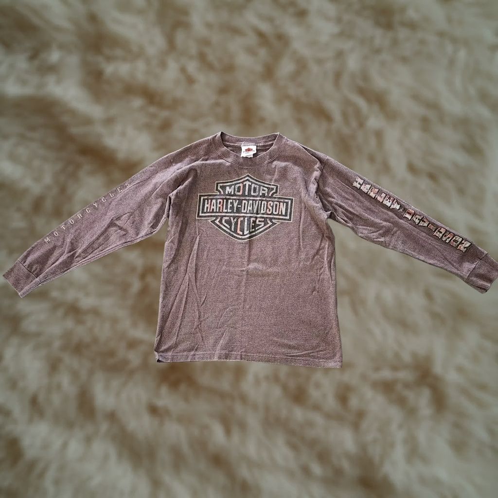 Harley Davidson Harley-Davidson Shirt Graphic Print Brown Logo Mens Large Regular Crew Neck Long Sleeve Vintage No Size US S / EU 44-46 / 1 - 1 Thumbnail