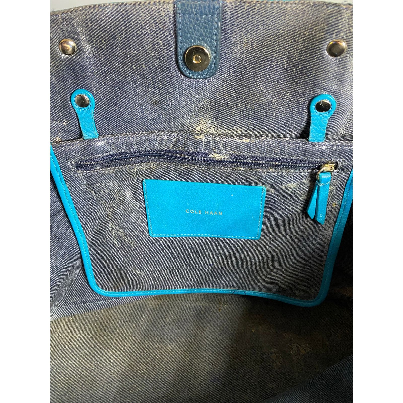 Cole Haan Cole Haan Leather Tote Blue Size ONE SIZE - 12 Thumbnail