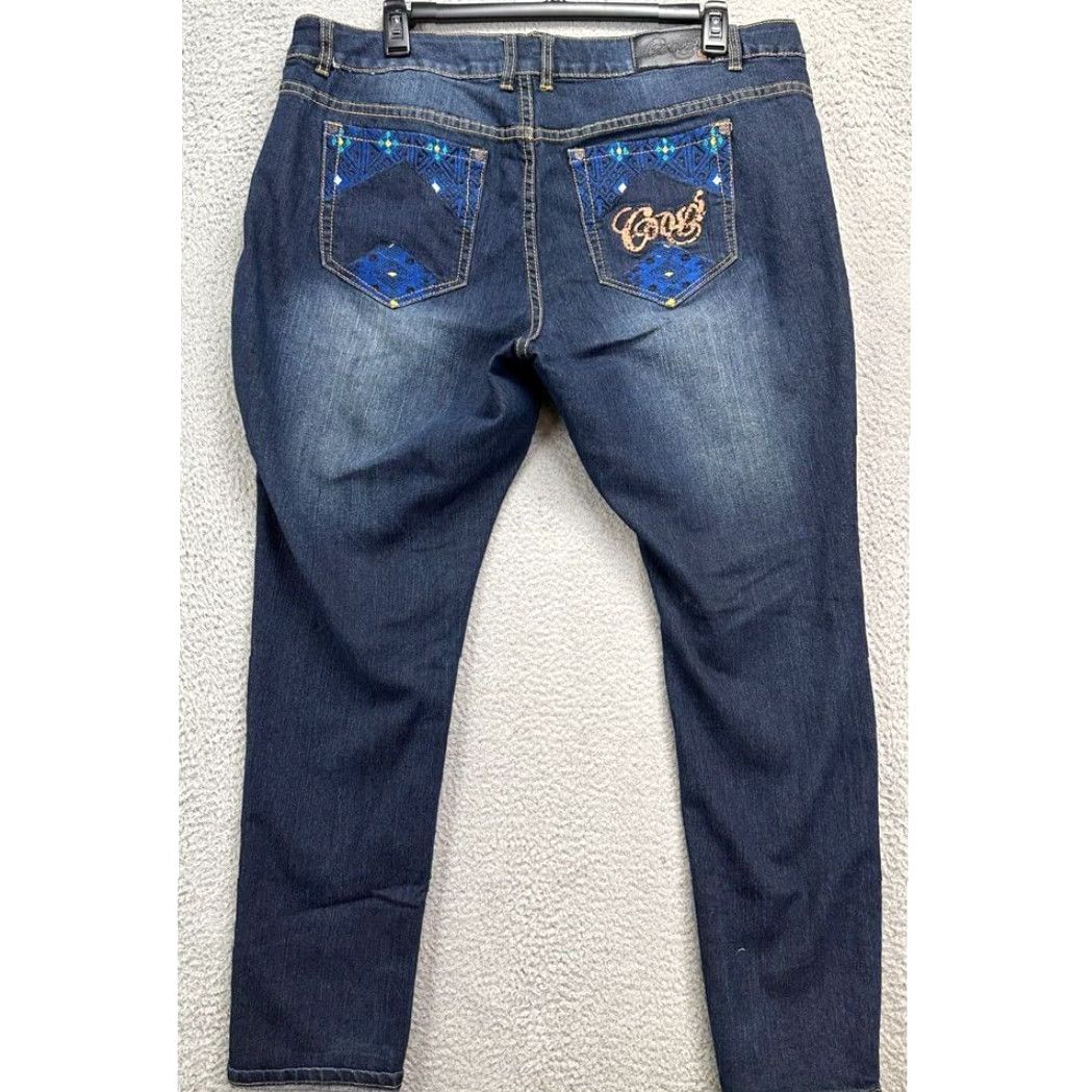 Coogi Coogi Jeans Womens 22W Plus Blue Distressed Slim Skinny Denim High Rise Ladies Size 40" / US 18 - 2 Thumbnail
